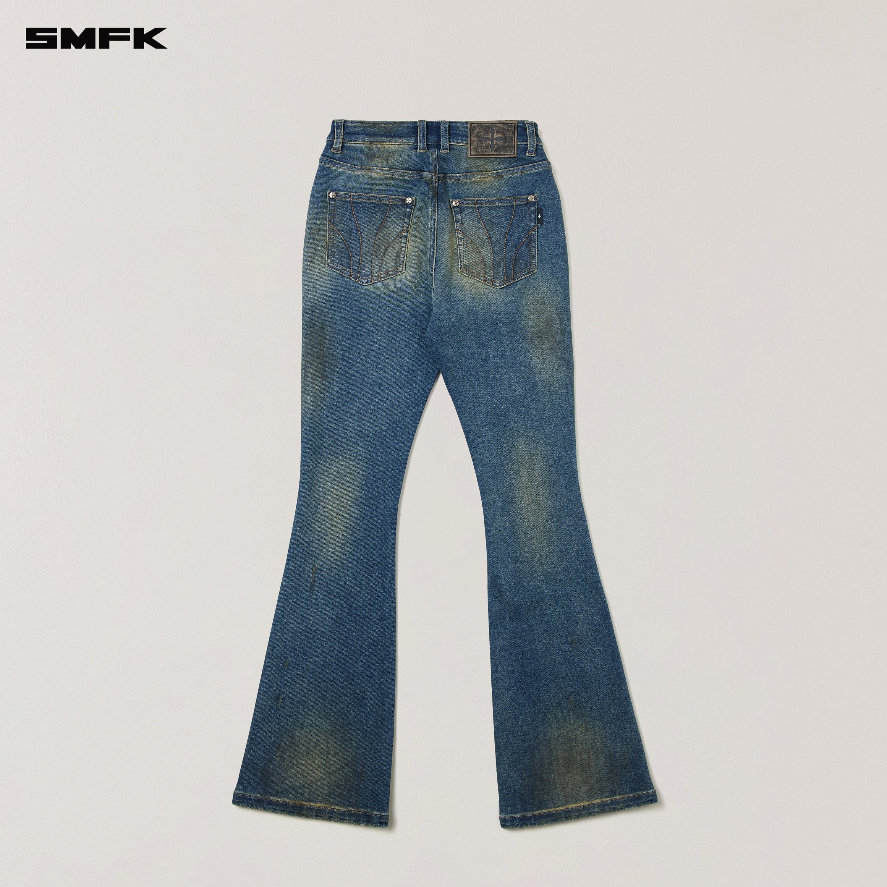 COMPASS MODE WASTELAND STORM HANDPAINTED DENIM PANTS WASTELAND BLUE