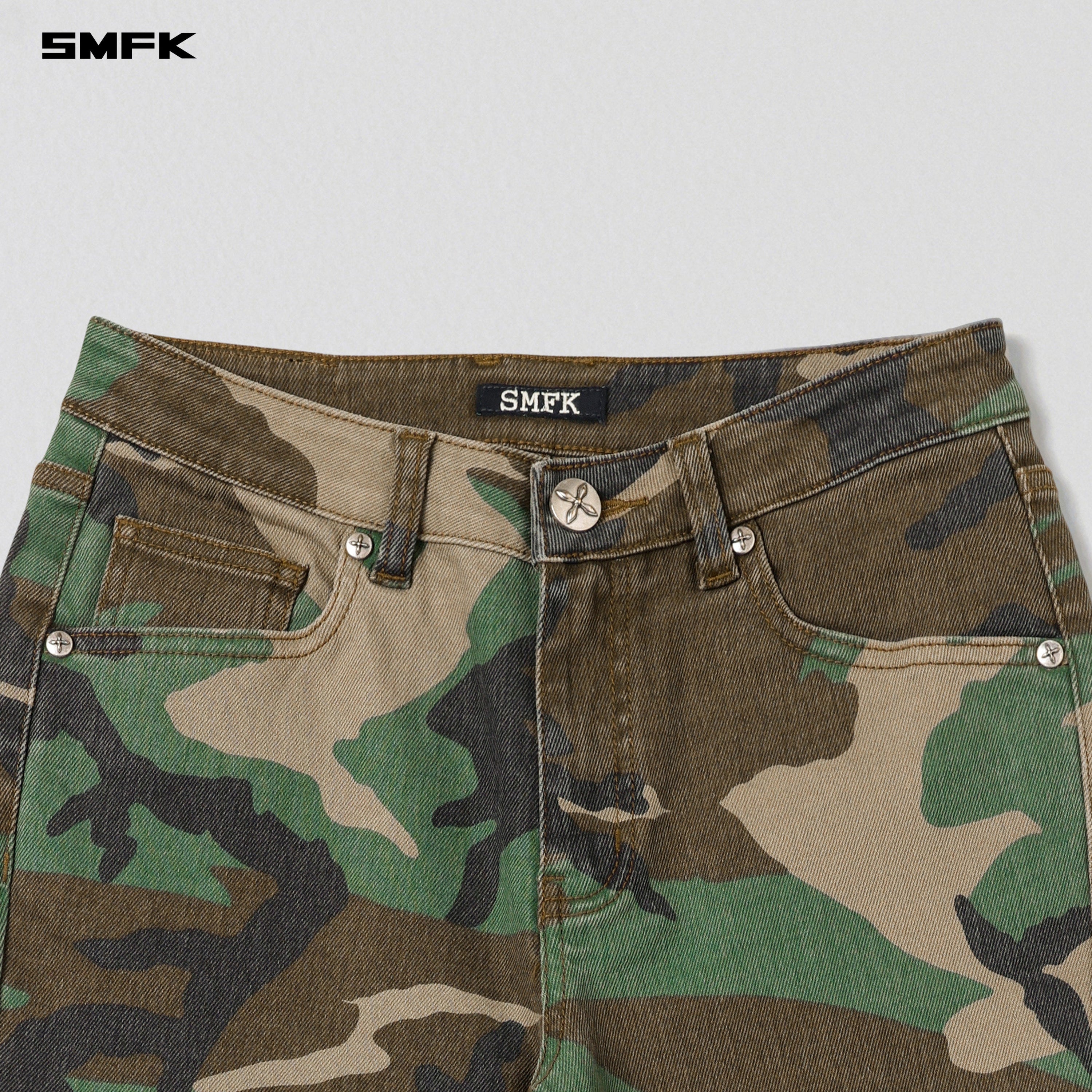 COMPASS HURRICANE MID DENIM PANTS/E-COTTON ARMY GREEN CAMOUFLAGE
