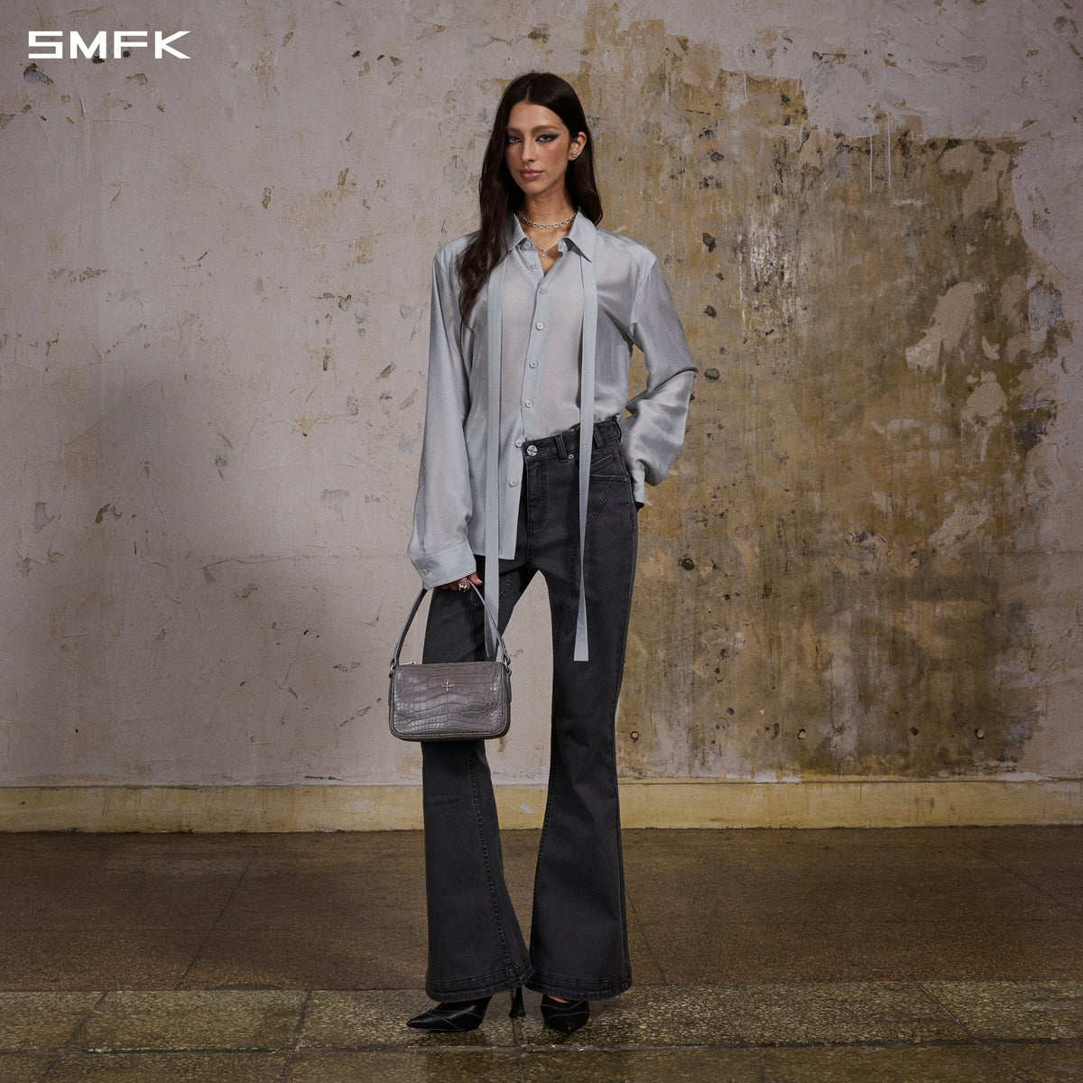 MIRAGE UPSIDE-DOWN DENIM PANTS/COTTON+T400SPANDEX/W STORM GREY