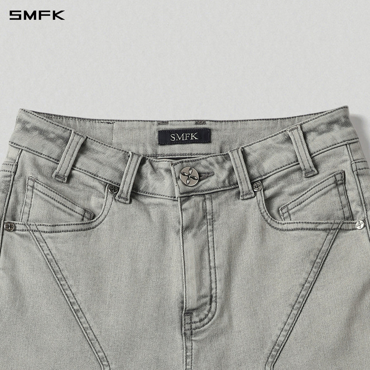MIRAGE UPSIDE-DOWN DENIM PANTS/COTTON+T400SPANDEX/W GLACIER GREY