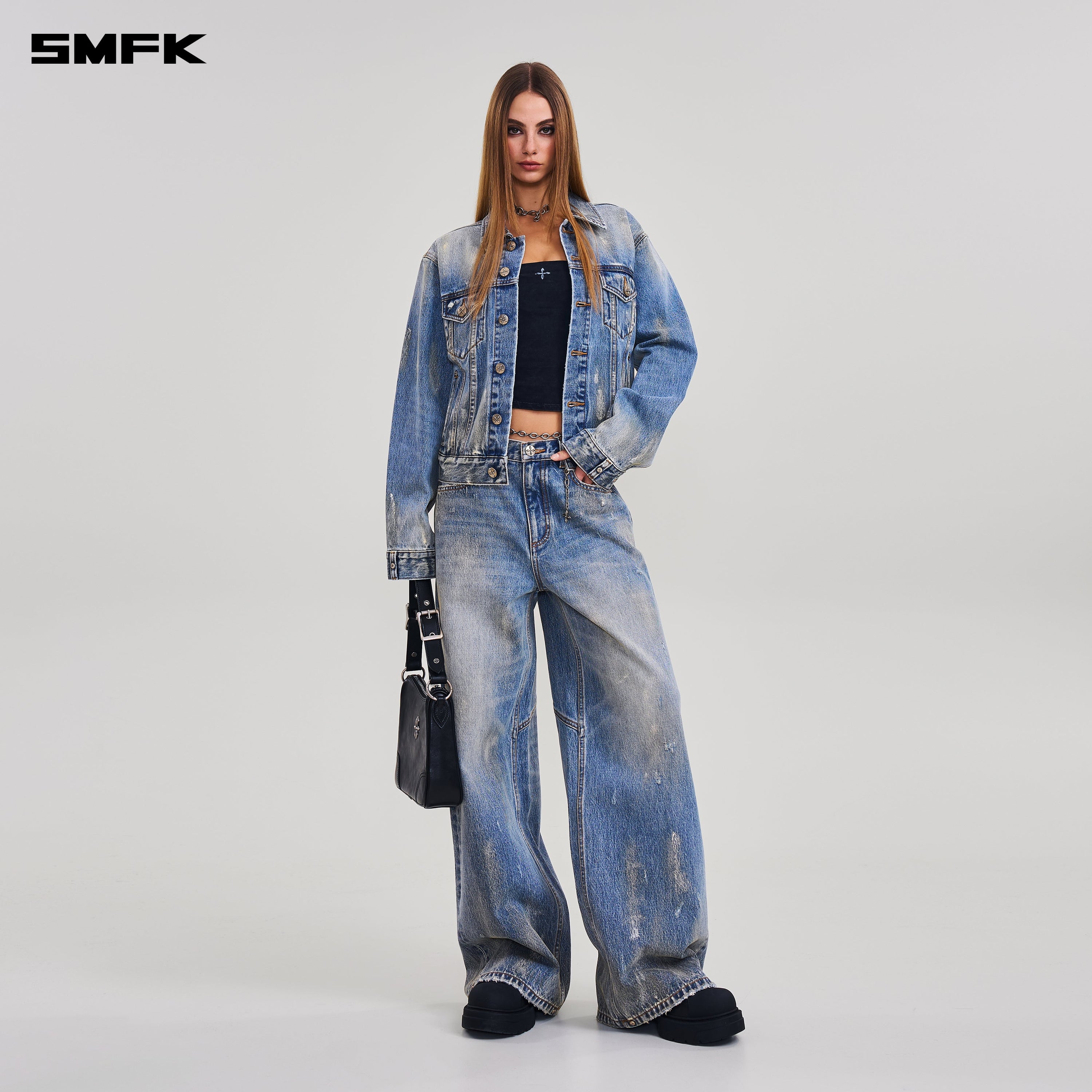 COMPASS MODE TIDE TOWER DENIM PANTS MARINE BLUE