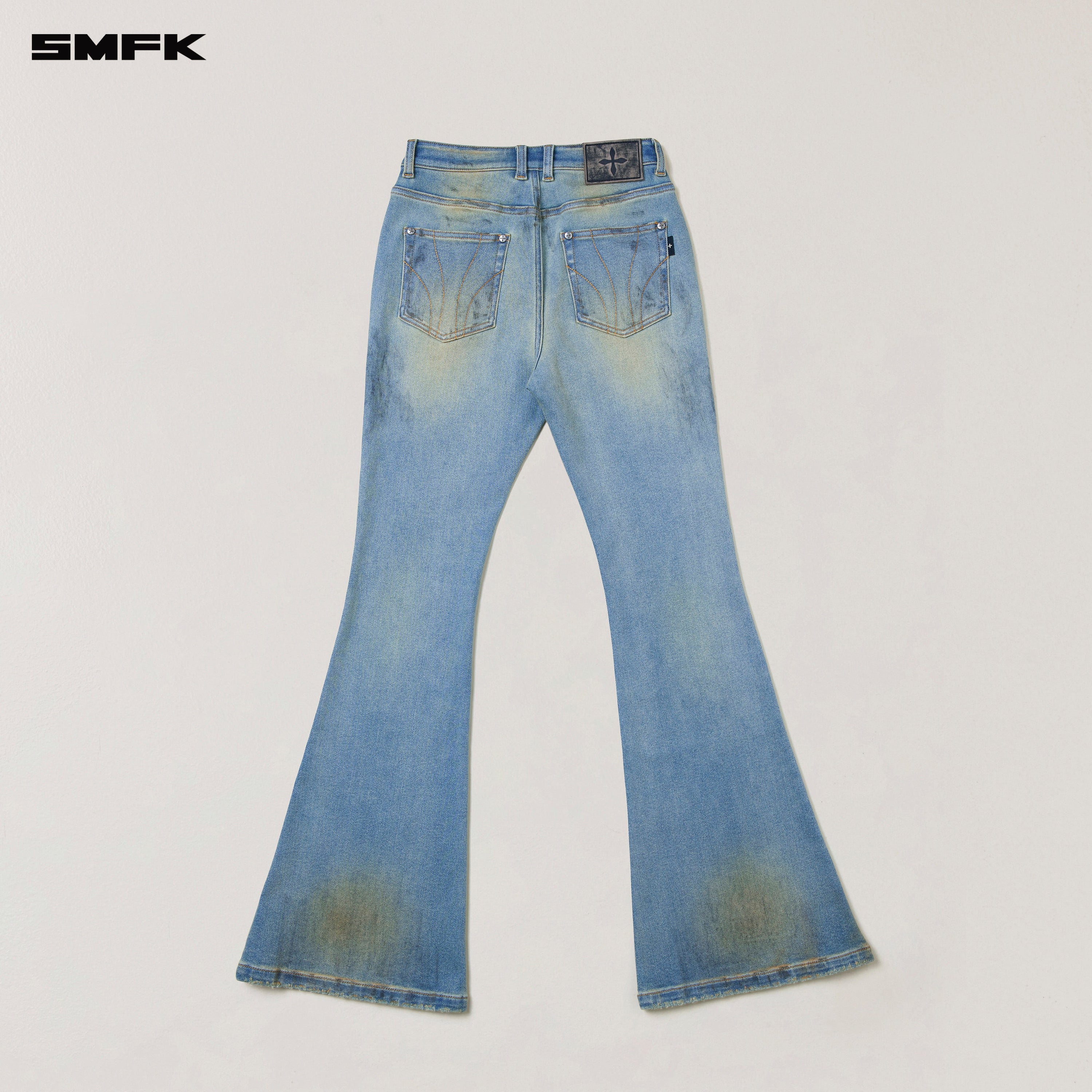 COMPASS MODE WASTELAND HUNRRICANE HANDPAINTED DENIM PANTS WILD SKY BLUE