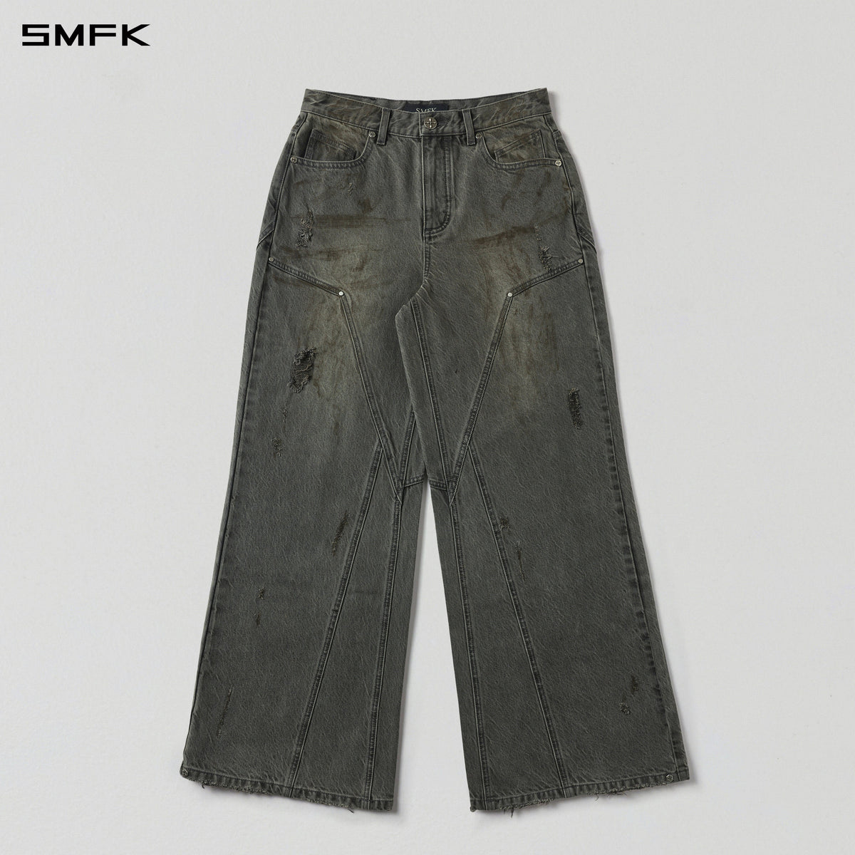 MIRAGE MODE FLARED DENIM PANTS/COTTON/W STORM GREY