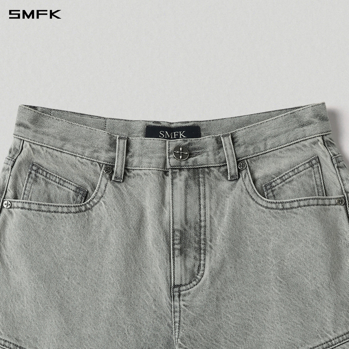 MIRAGE MODE FLARED DENIM PANTS/COTTON/W GLACIER GREY