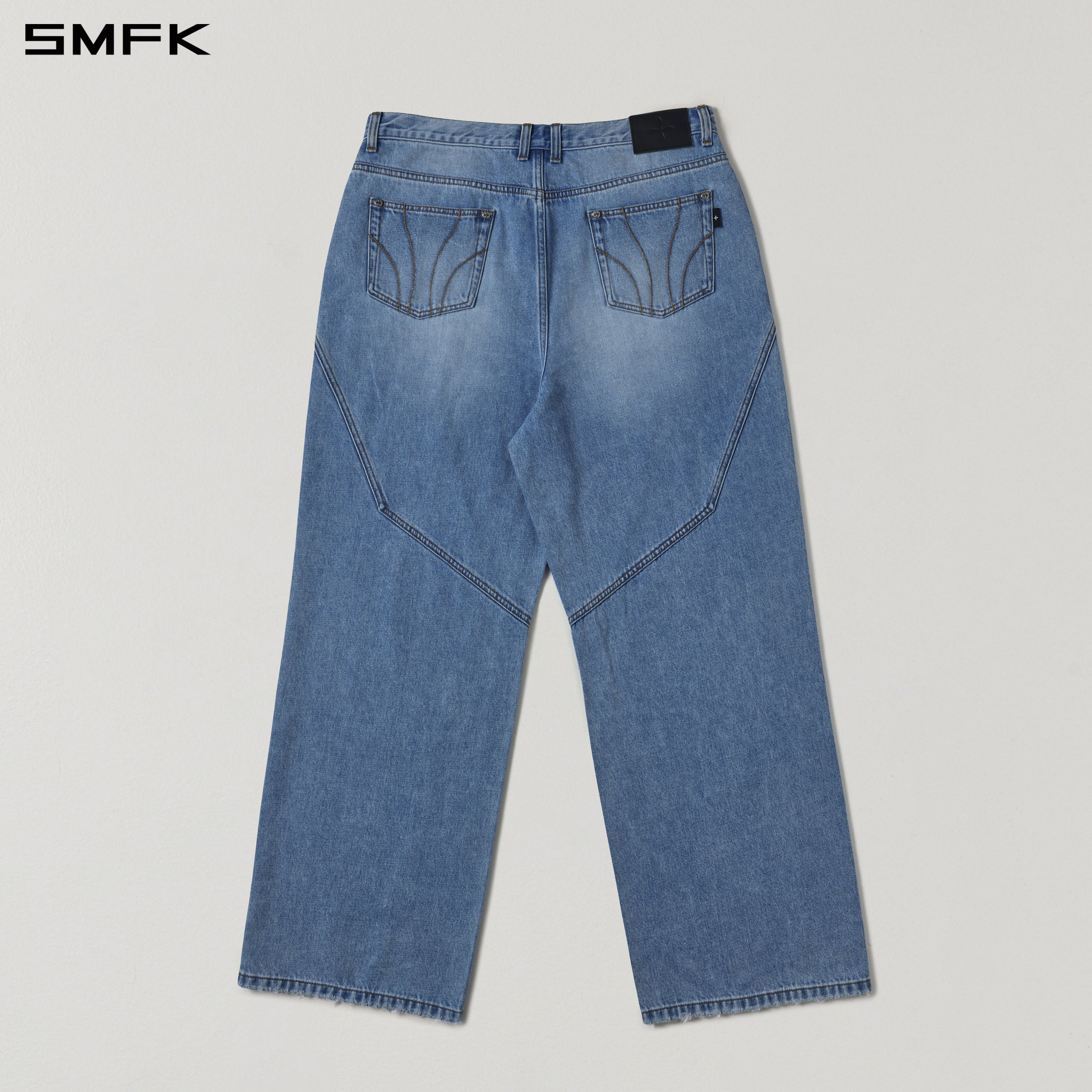 MIRAGE MODE FLARED DENIM PANTS/COTTON/W SKY BLUE