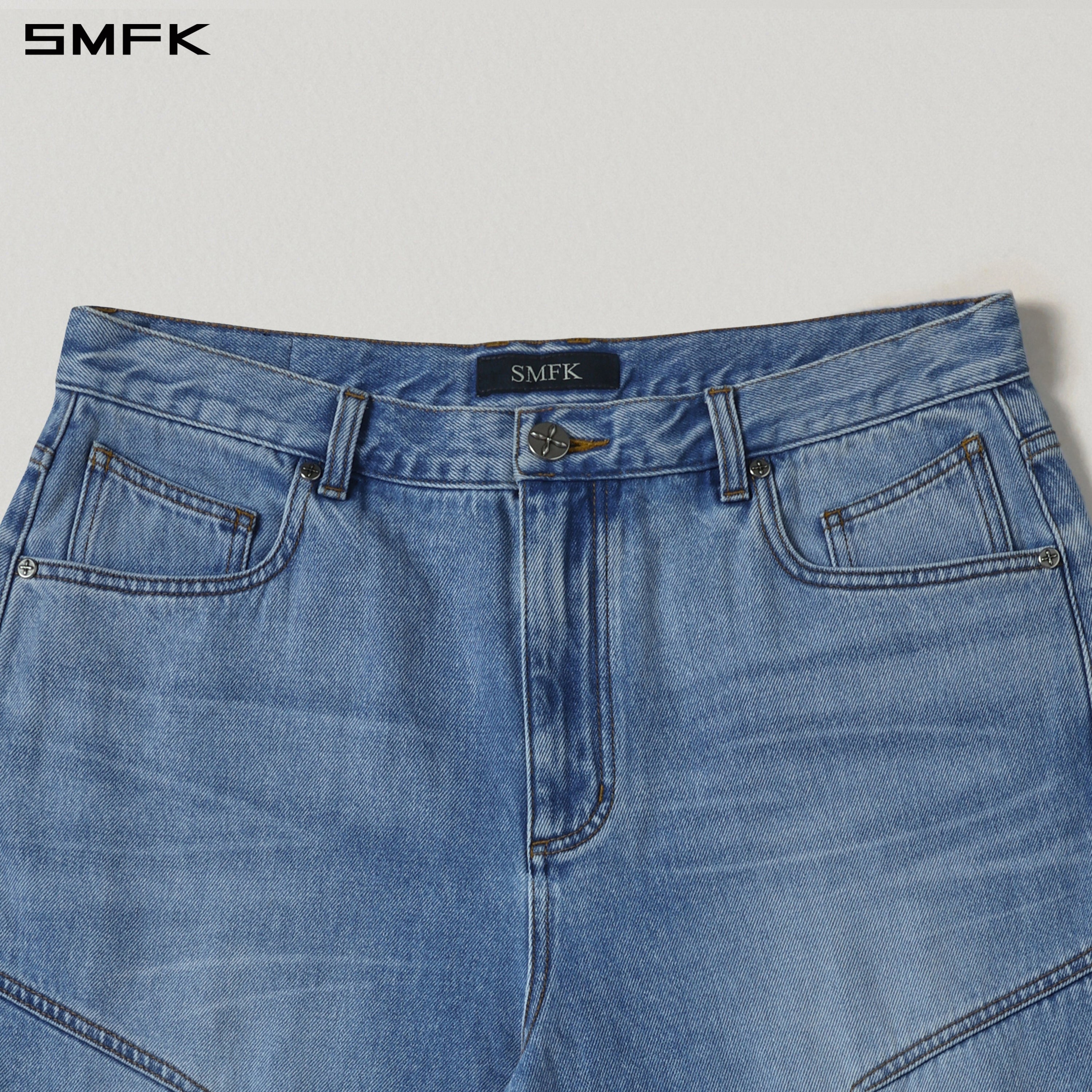 MIRAGE MODE FLARED DENIM PANTS/COTTON/W SKY BLUE