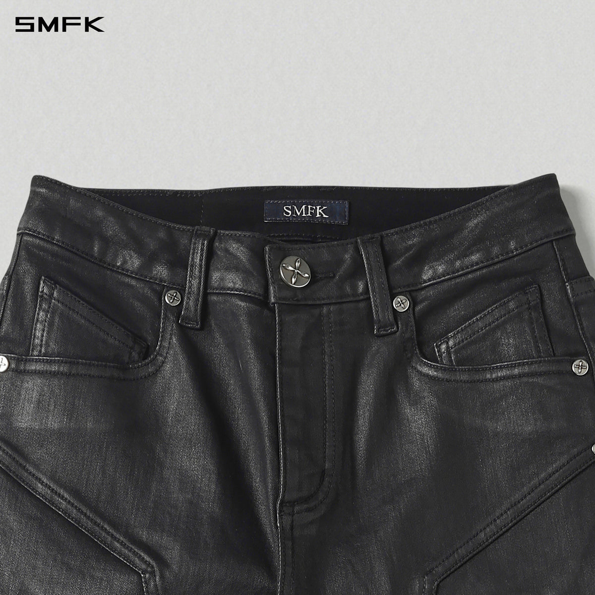 MIRAGE PRISM OVERLENGTH STRT DENIM PANTS/COTTON+T400SPANDEX/W INK BLACK