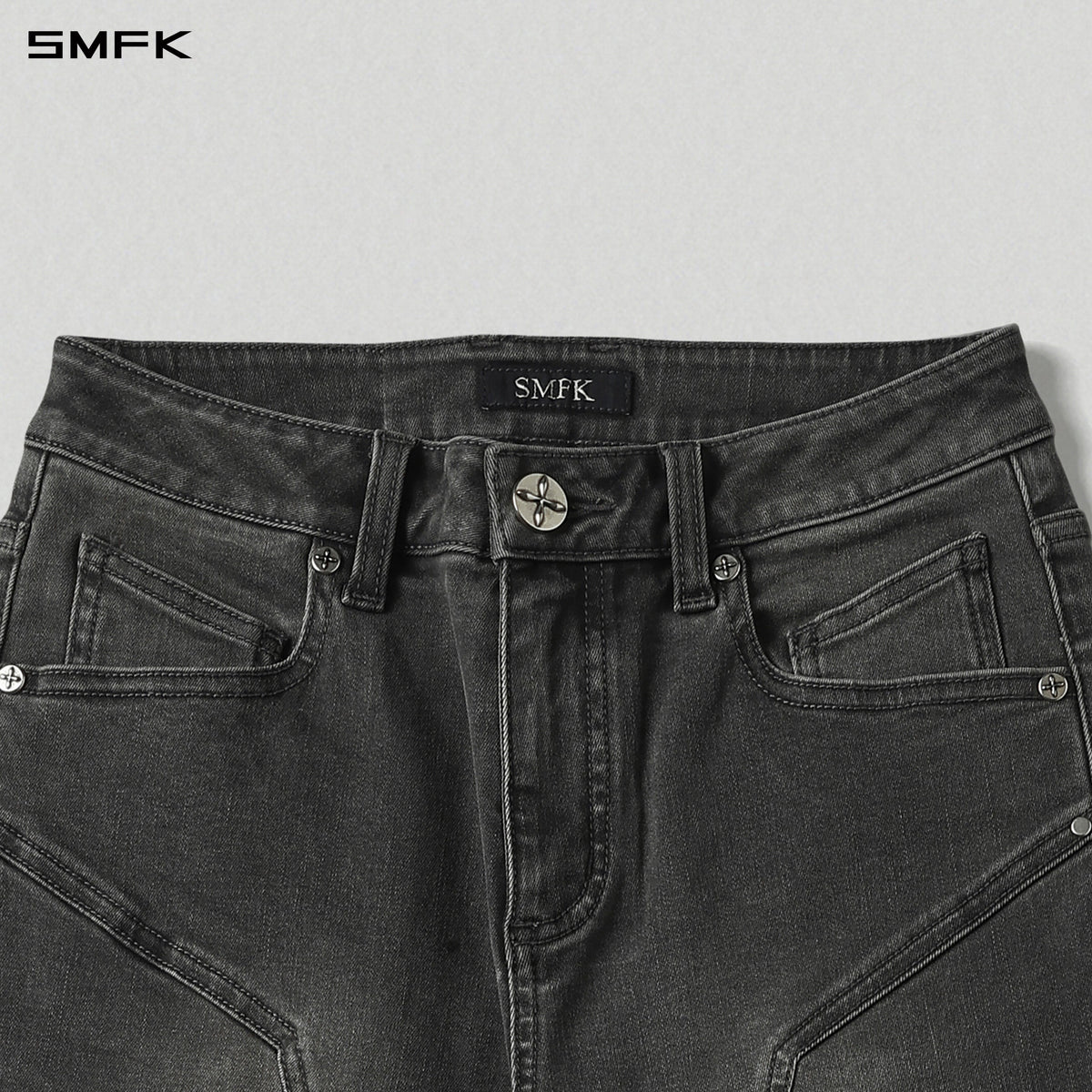 MIRAGE PRISM OVERLENGTH STRT DENIM PANTS/COTTON+T400SPANDEX/W STORM GREY