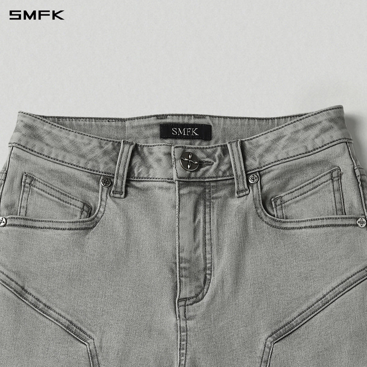 MIRAGE PRISM OVERLENGTH STRT DENIM PANTS/COTTON+T400SPANDEX/W GLACIER GREY