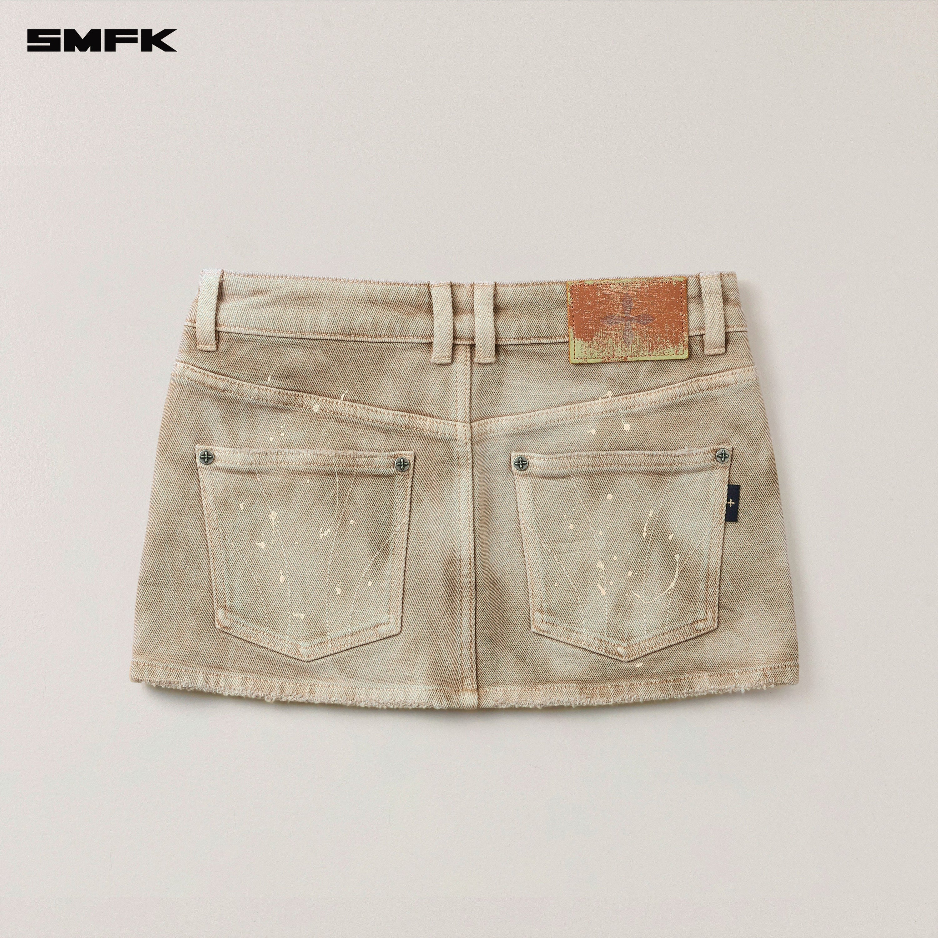 RAGE WILD HANDCRAFT DENIM BODY SKIRT/ELASTIC WILD BROWN