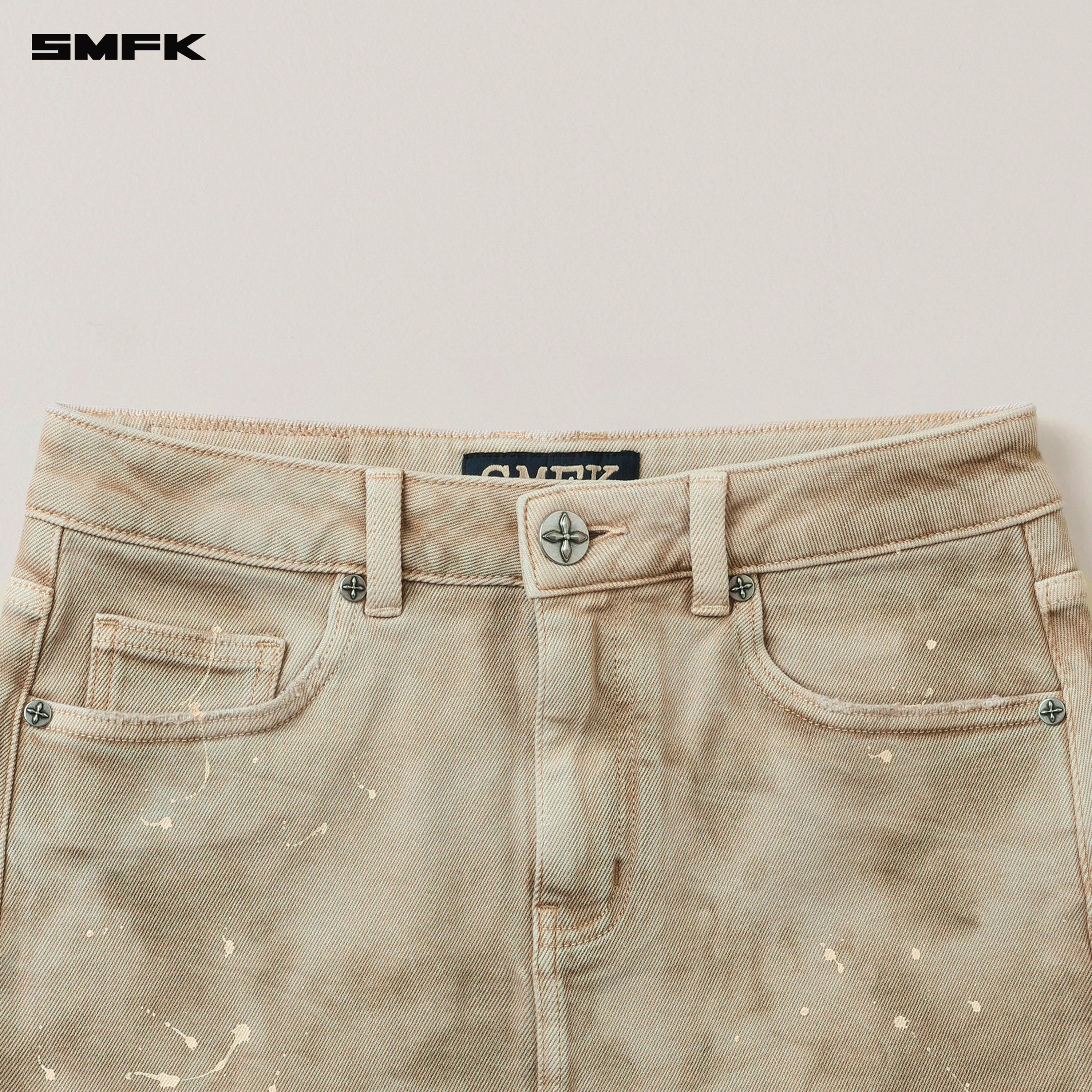 RAGE WILD HANDCRAFT DENIM BODY SKIRT/ELASTIC WILD BROWN