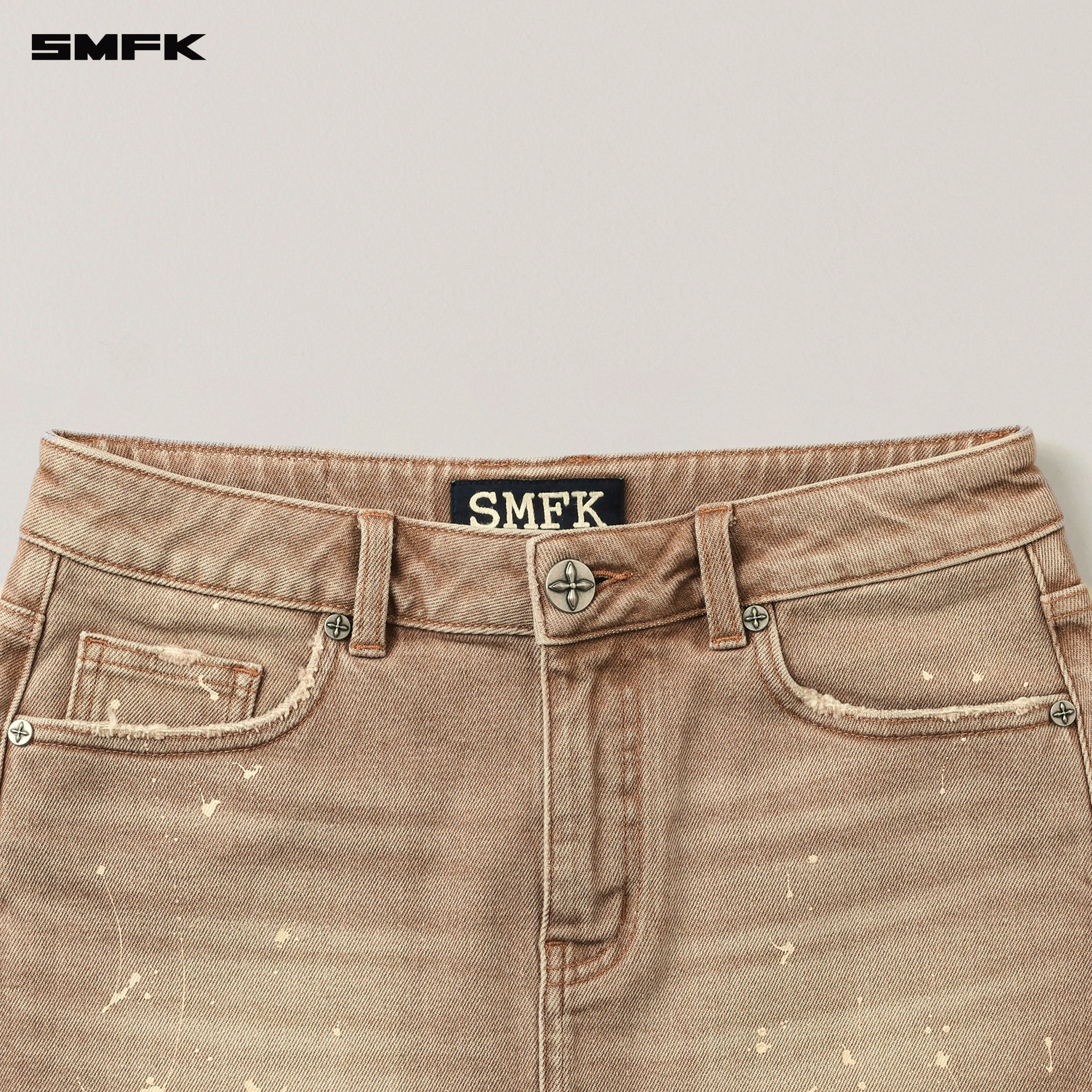 RAGE WILD HANDCRAFT DENIM BODY SKIRT/ELASTIC WILD COWBOY BROWN