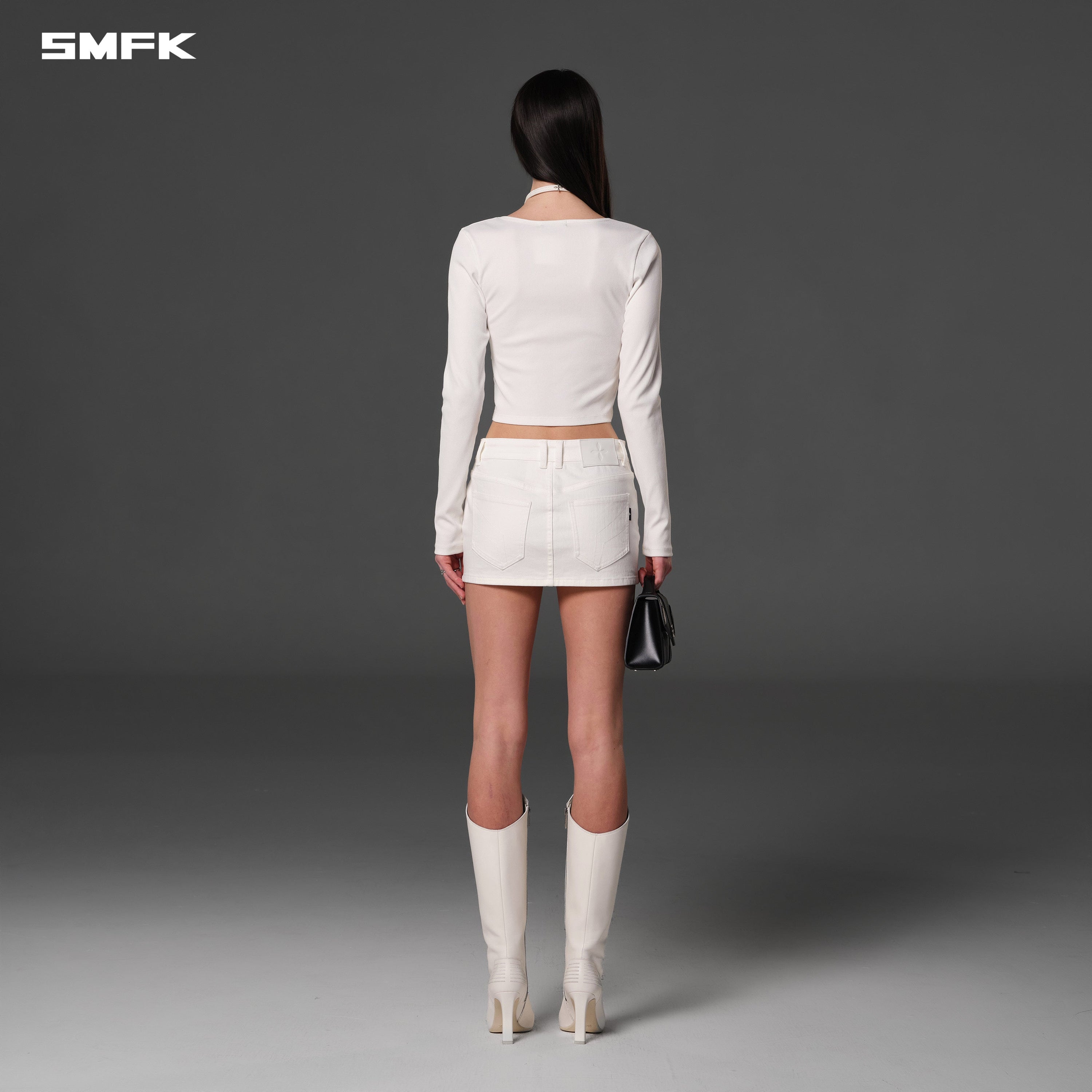 WILD MIRAGE SKINNY DENIM DRESS/E-COTTON CLOUD WHITE