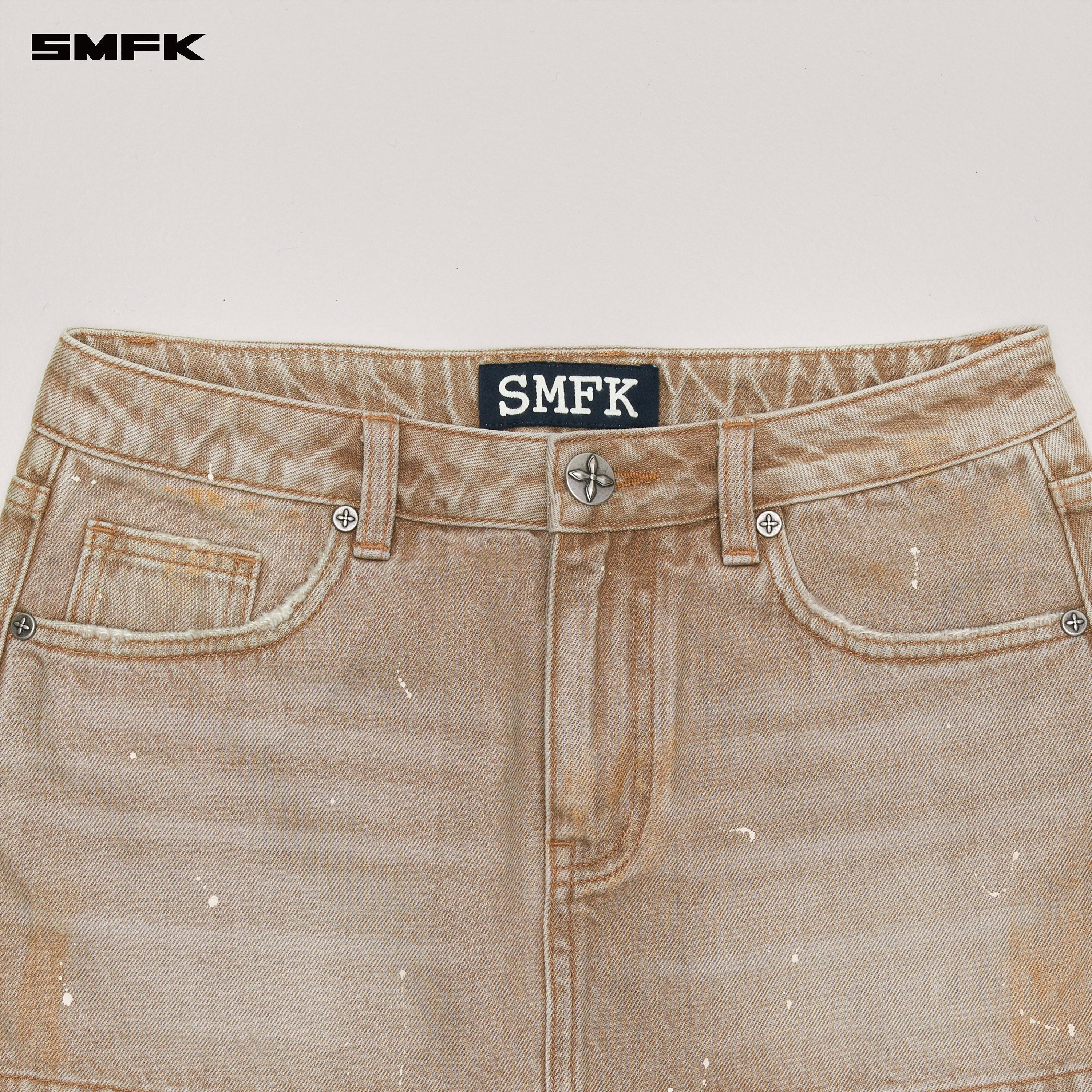 RAGE WILD HANDCRAFT DENIM SKIRT WILD COWBOY BROWN
