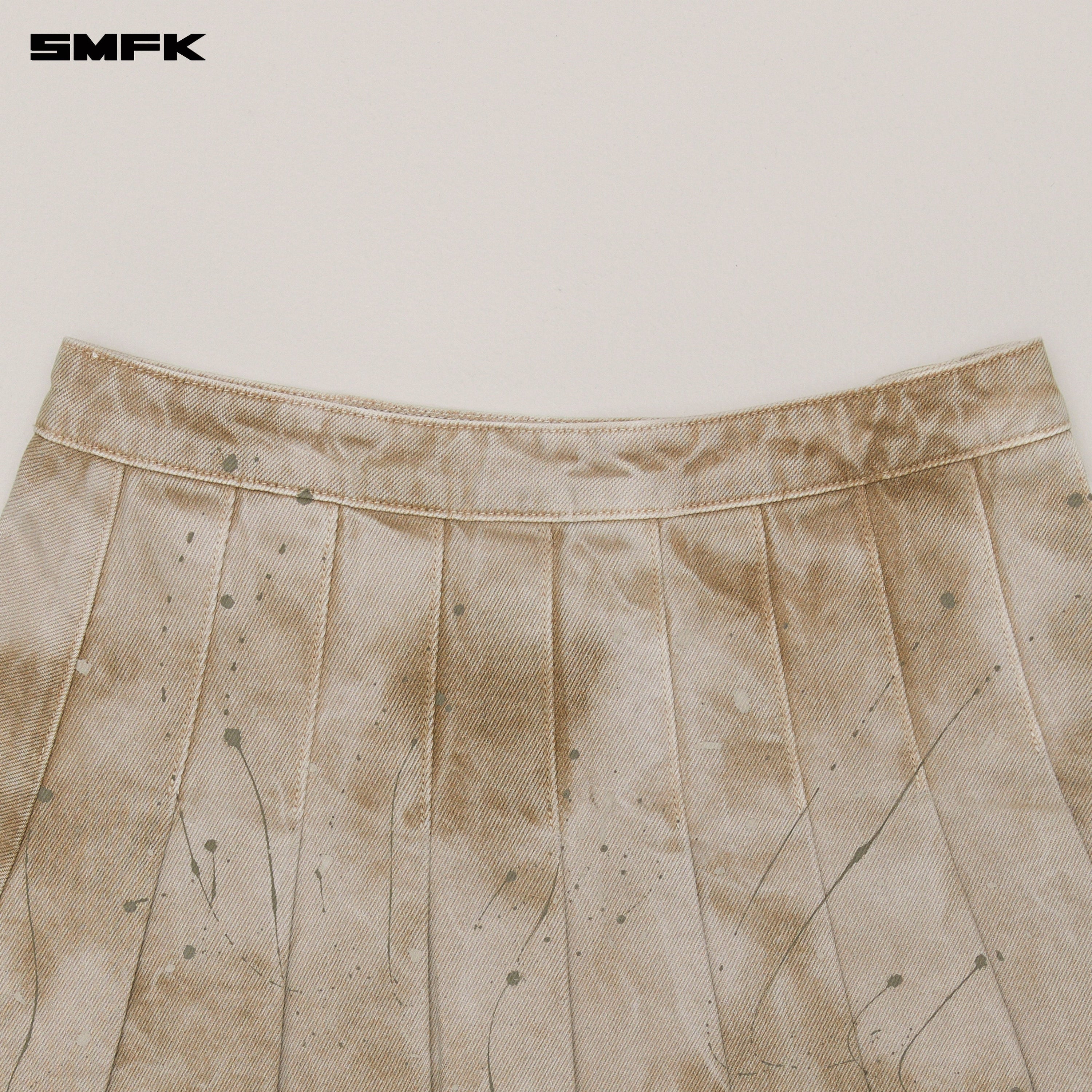 RAGE WILD DENIM PLEATED SKIRT WILD BROWN