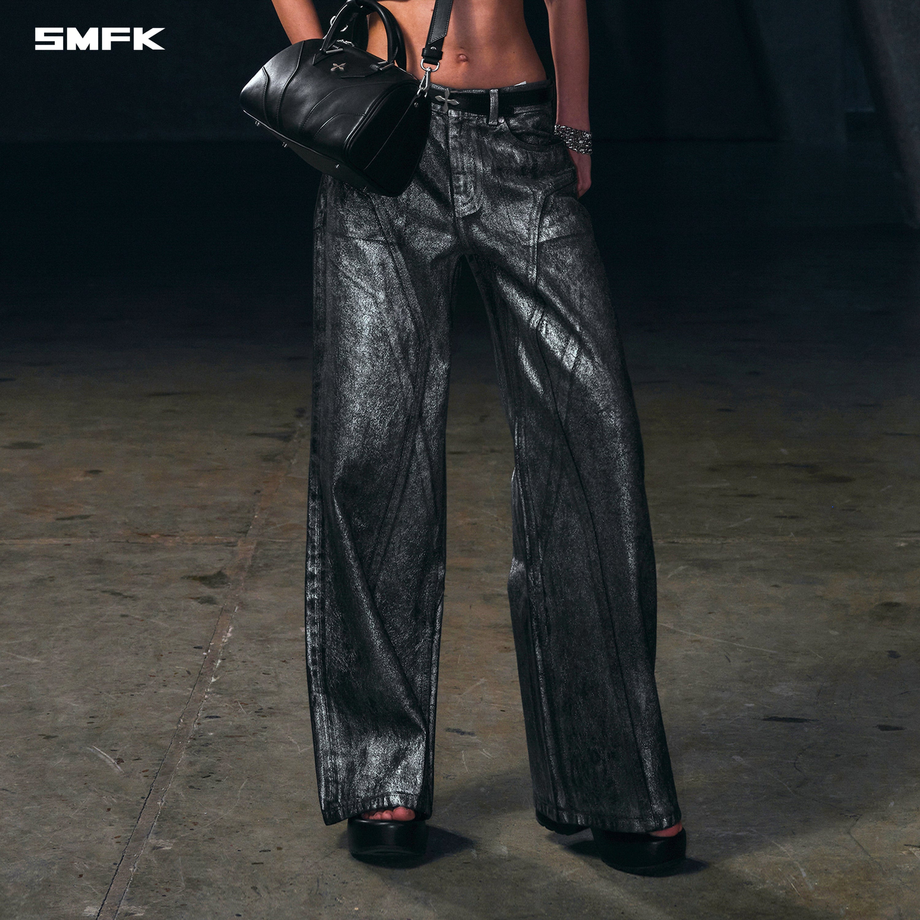 WILD MIRAGE TOWER DENIM PANTS/COTTON SILVER NEBULA
