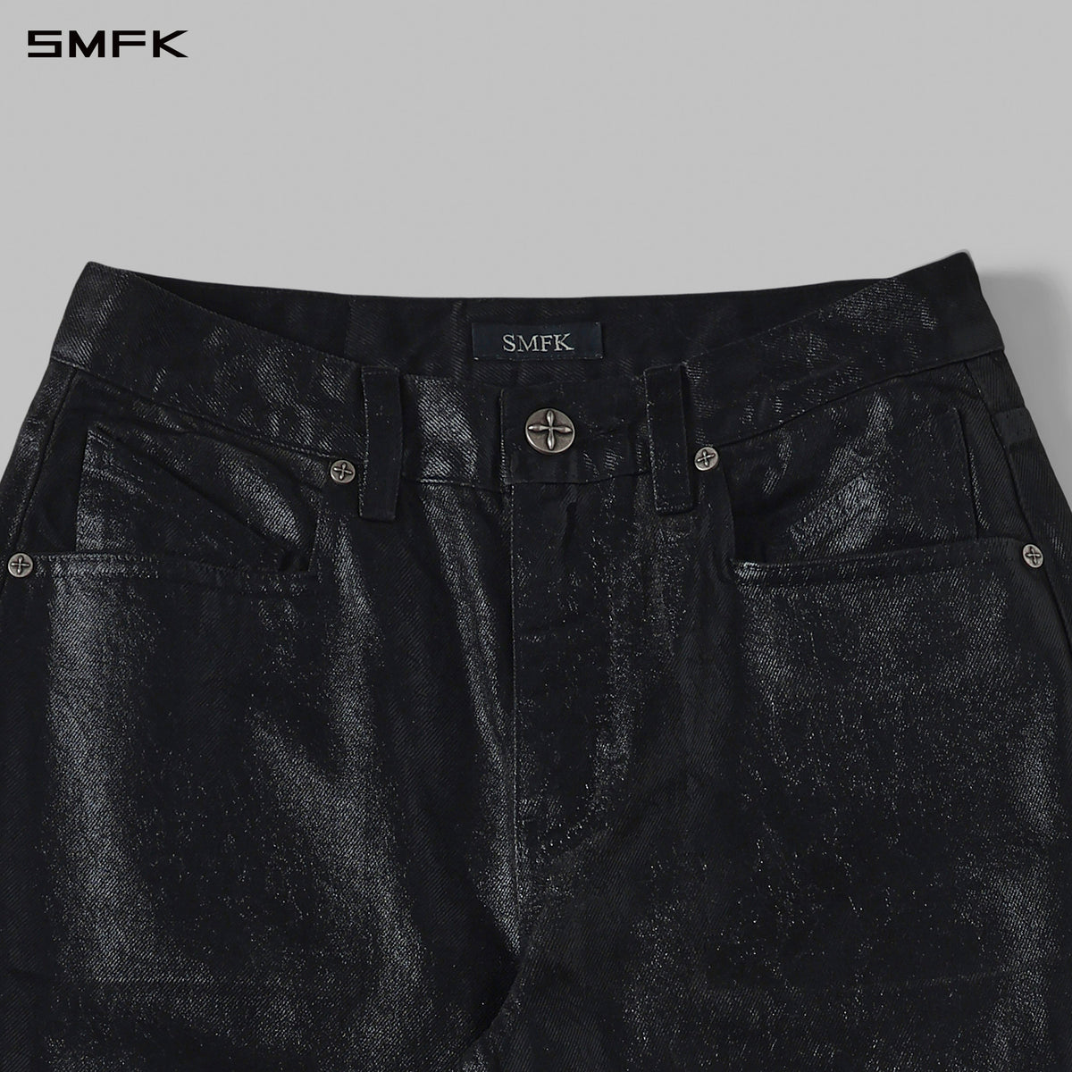 SIREN TOWER DENIM PANTS/DENIM COTTON+METALLIC COATING/W INK BLACK