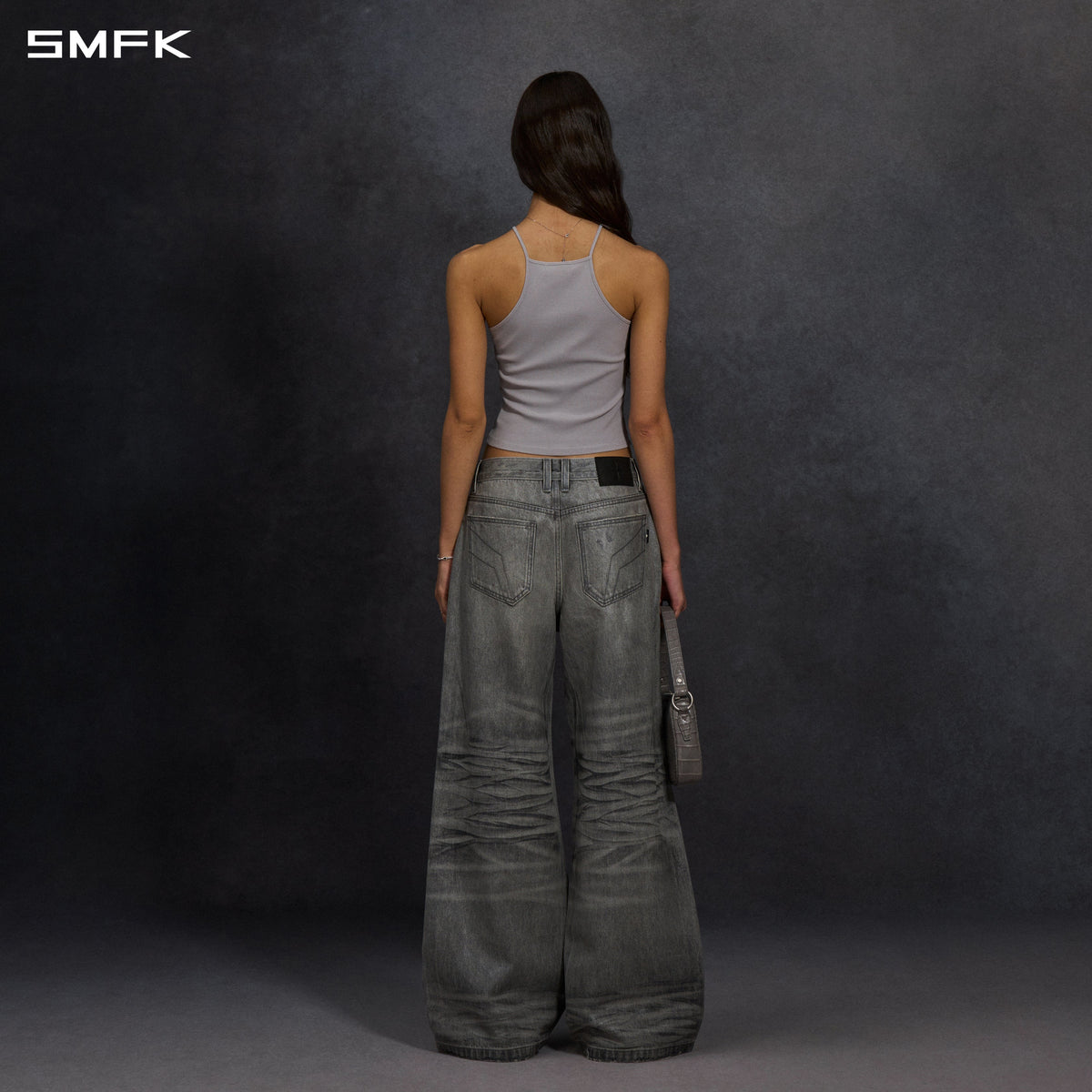 SIREN TOWER DENIM PANTS/DENIM COTTON+METALLIC COATING/W MIST GREY
