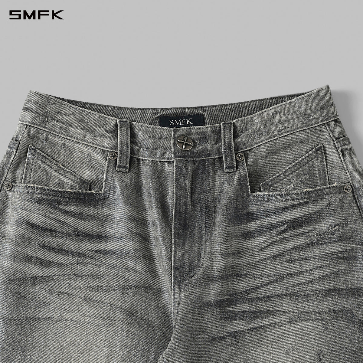 SIREN TOWER DENIM PANTS/DENIM COTTON+METALLIC COATING/W MIST GREY