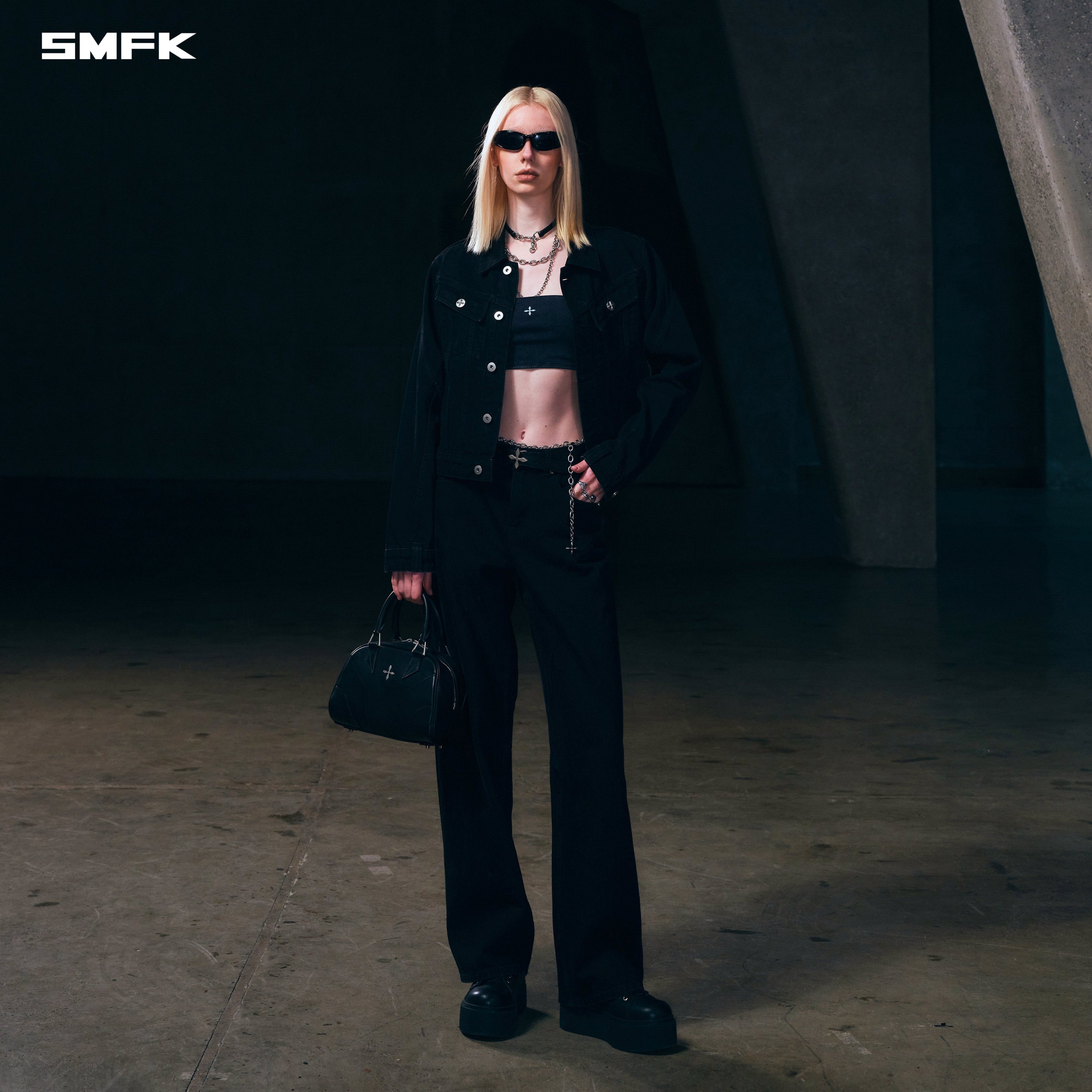 WILD MIRAGE LOOSE STRT DENIM PANTS/COTTON WILD BLACK