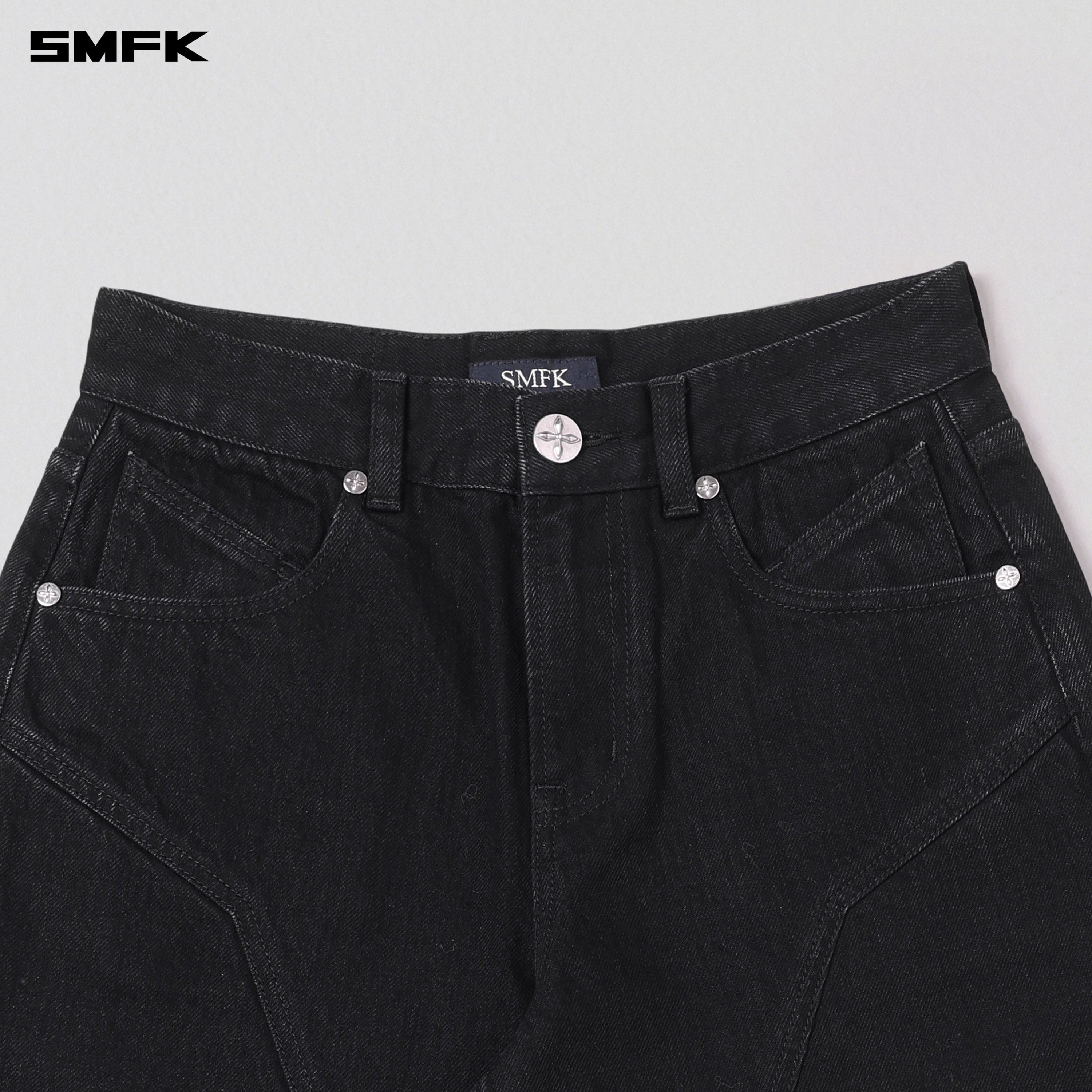 WILD MIRAGE LOOSE STRT DENIM PANTS/COTTON WILD BLACK