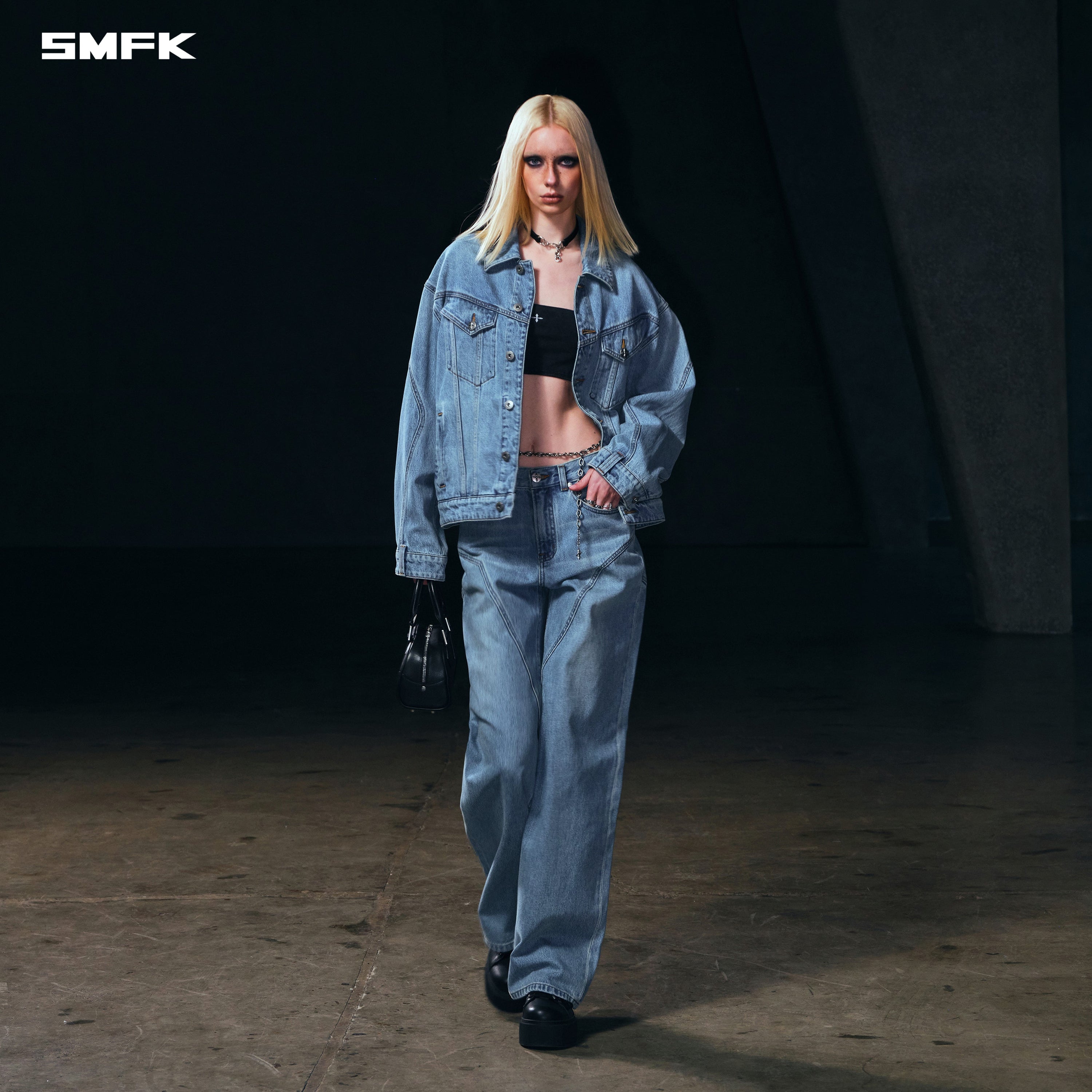 WILD MIRAGE LOOSE STRT DENIM PANTS/COTTON WILD BLUE