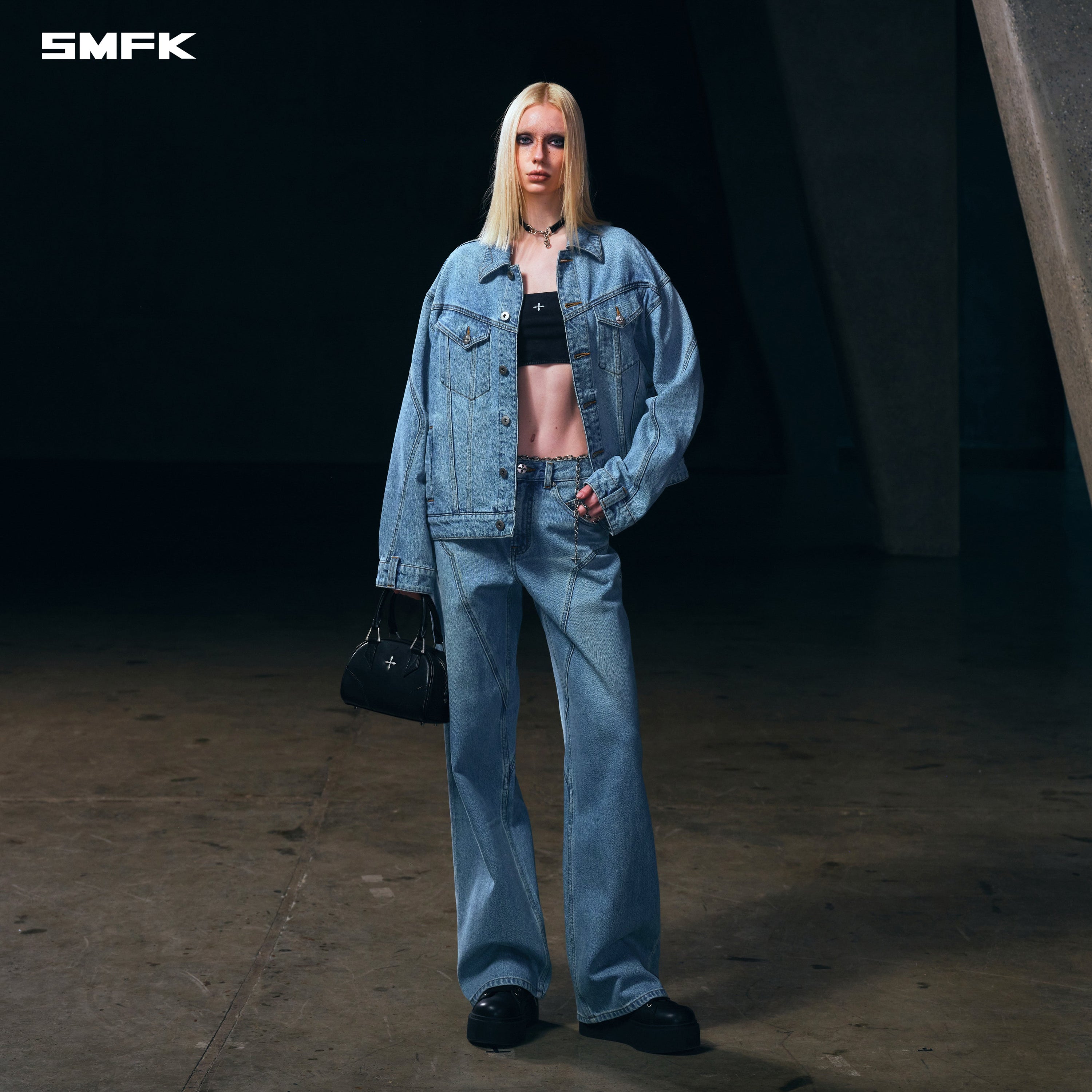 WILD MIRAGE LOOSE STRT DENIM PANTS/COTTON WILD BLUE