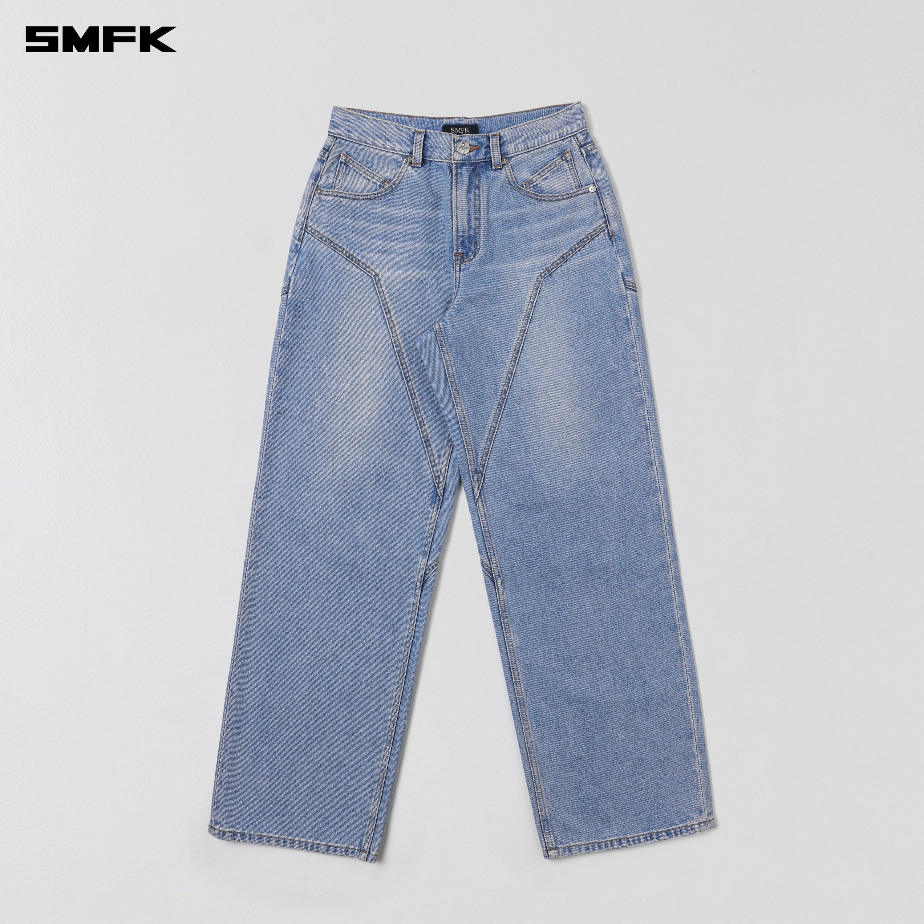 WILD MIRAGE LOOSE STRT DENIM PANTS/COTTON WILD BLUE
