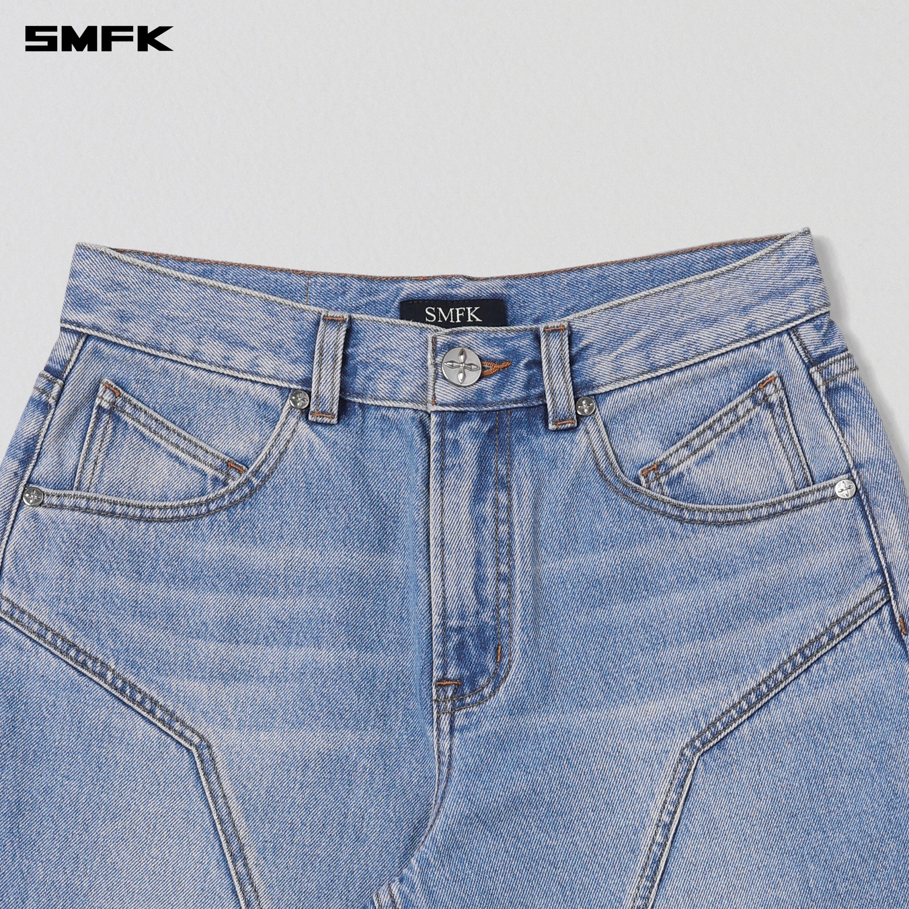 WILD MIRAGE LOOSE STRT DENIM PANTS/COTTON WILD BLUE