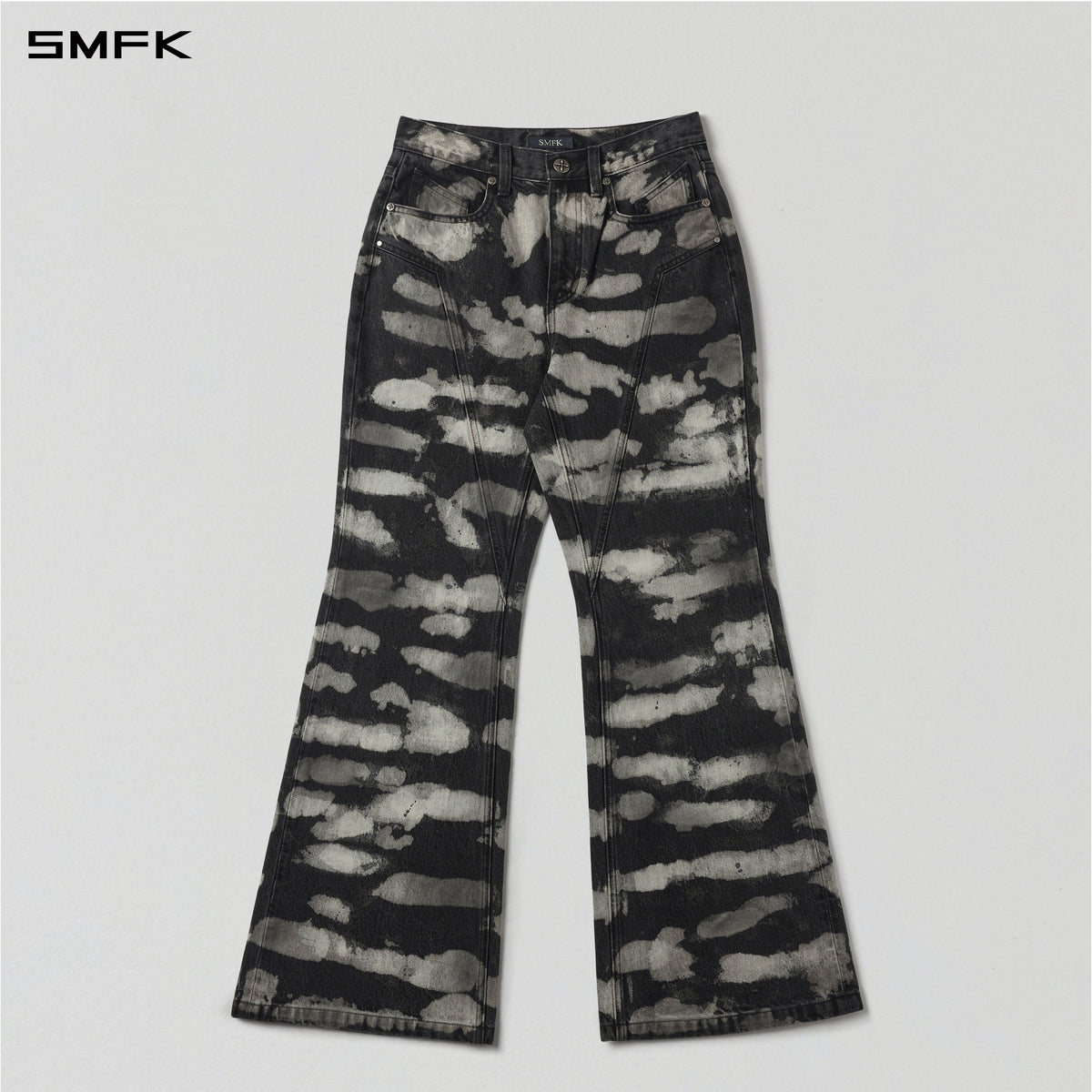 WILD HURRICANE HANDCRAFT DENIM PANTS/DENIM COTTON/W ORIENTAL INK