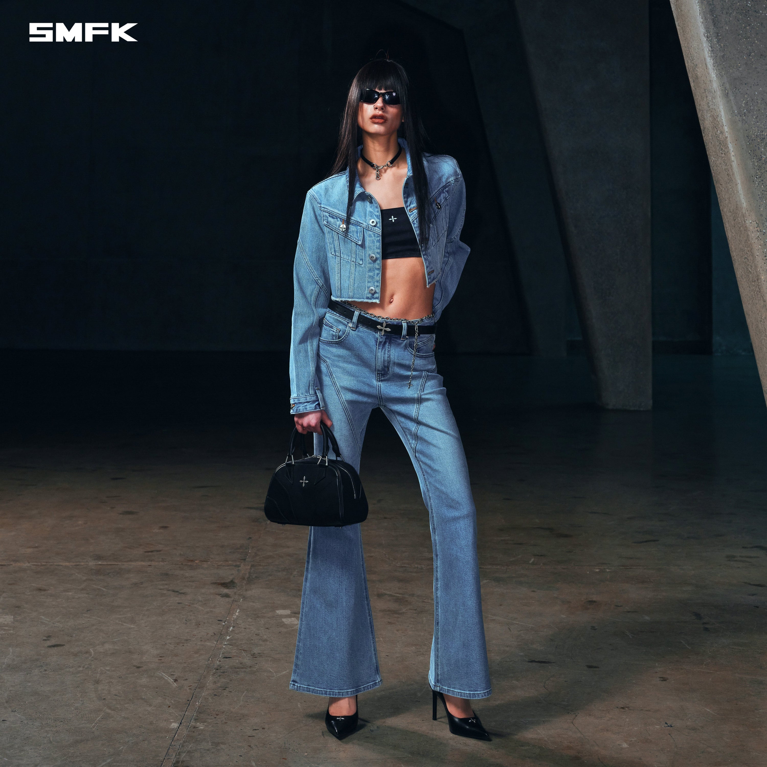 WILD HURRICANE FLARED DENIM PANTS/E-COTTON WILD BLUE