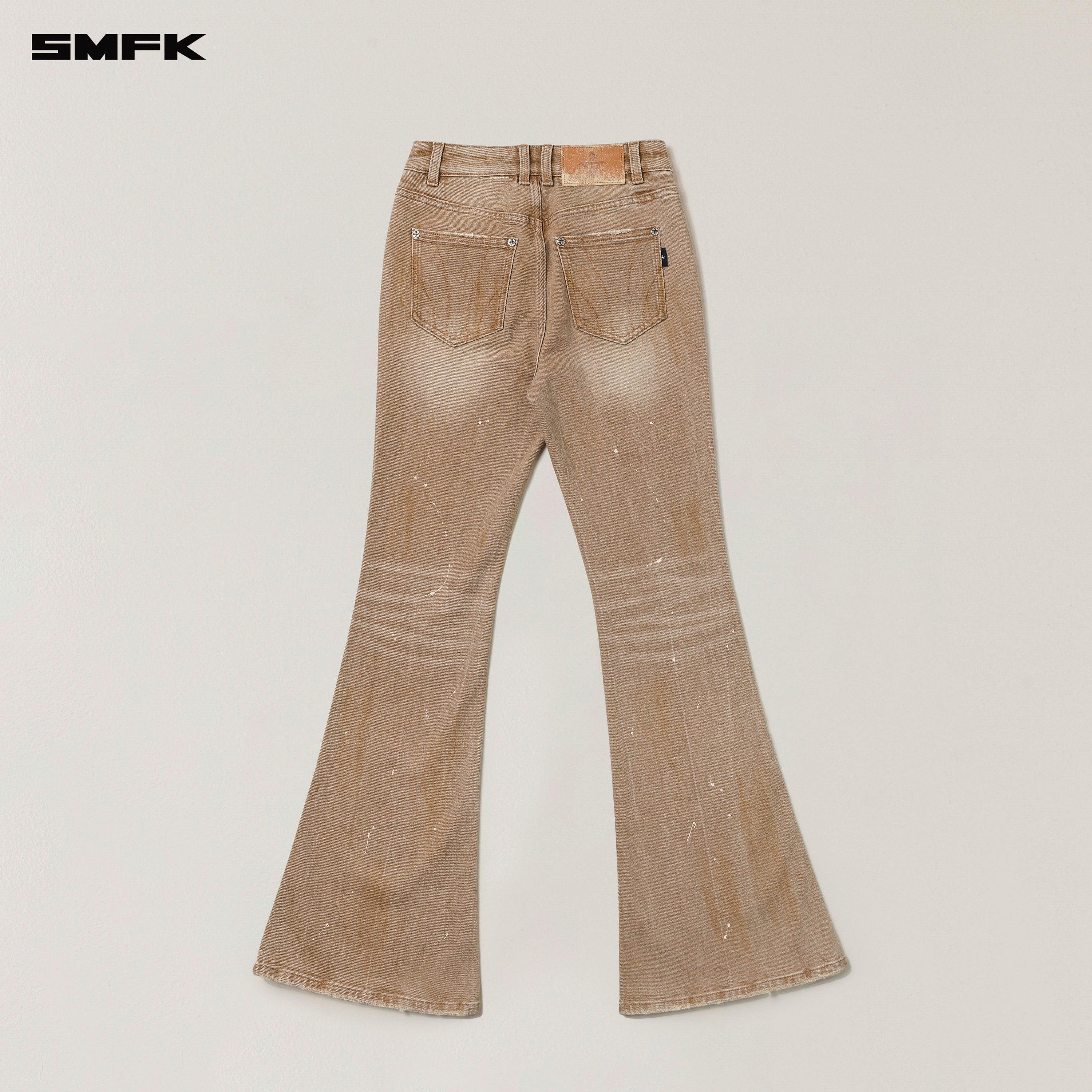 RAGE WILD HURRICANE HANDCRAFT FLARED DENIM PANTS WILD COWBOY BROWN