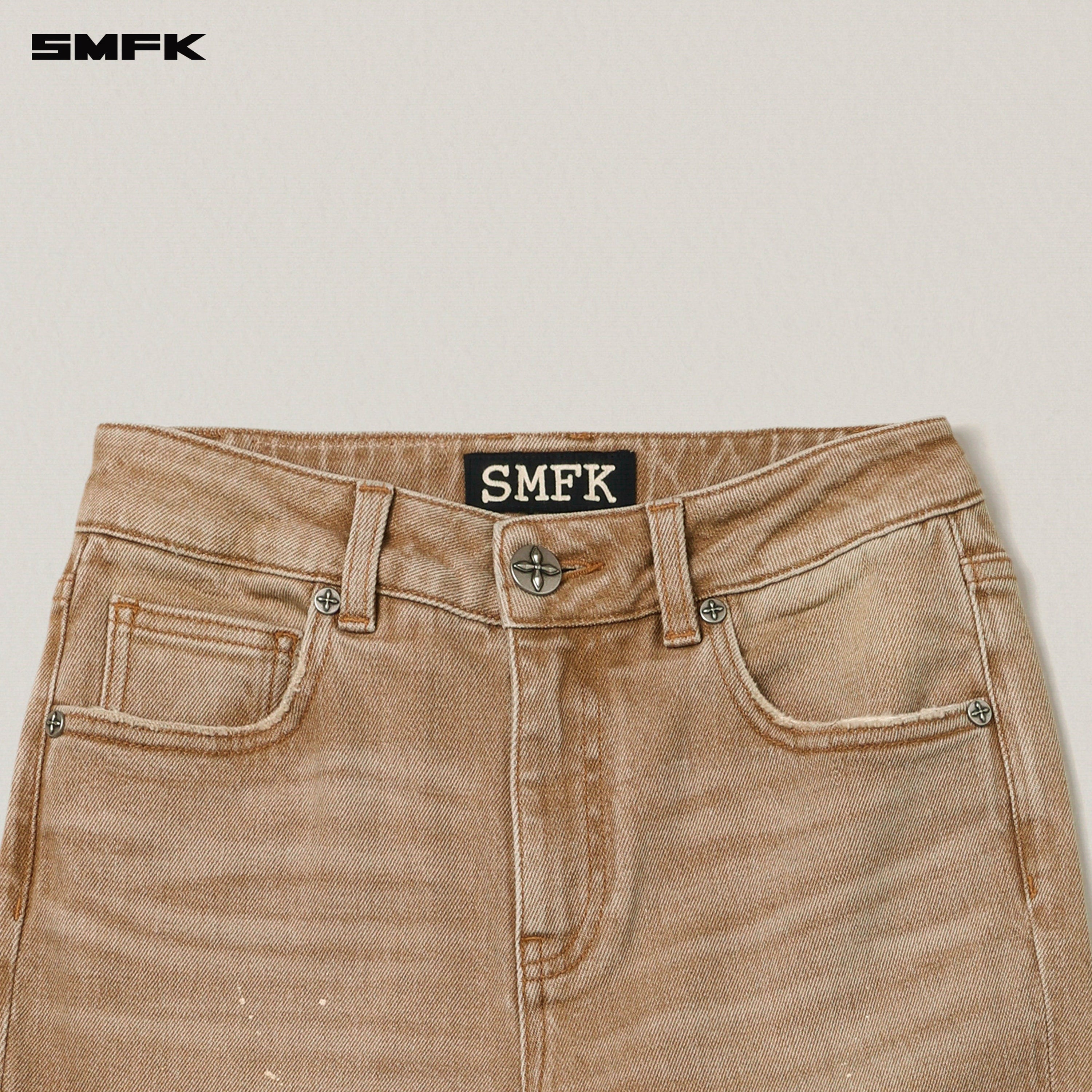 RAGE WILD HURRICANE HANDCRAFT FLARED DENIM PANTS WILD COWBOY BROWN