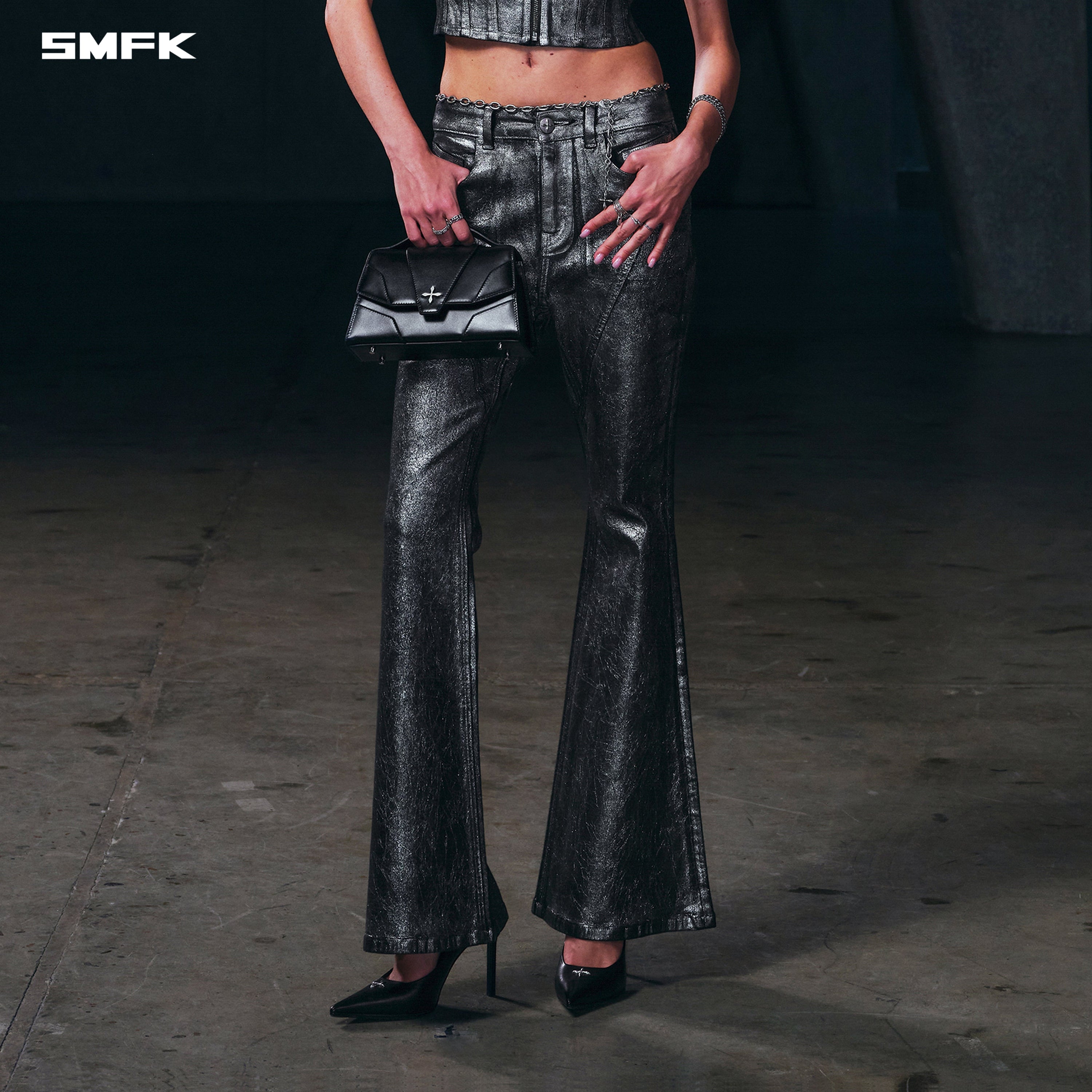 WILD HURRICANE FLARED DENIM PANTS/E-COTTON SILVER NEBULA