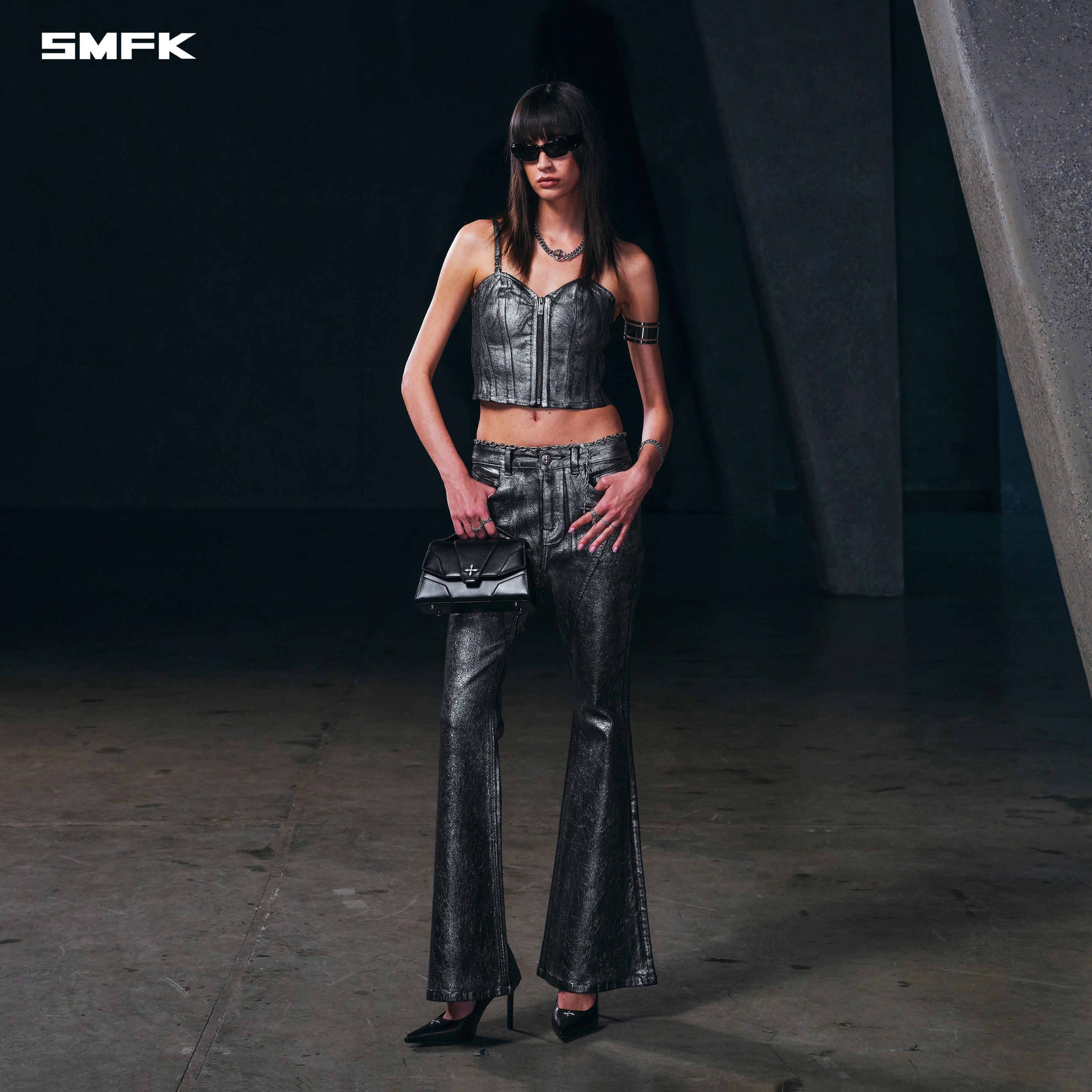 WILD HURRICANE FLARED DENIM PANTS/E-COTTON SILVER NEBULA
