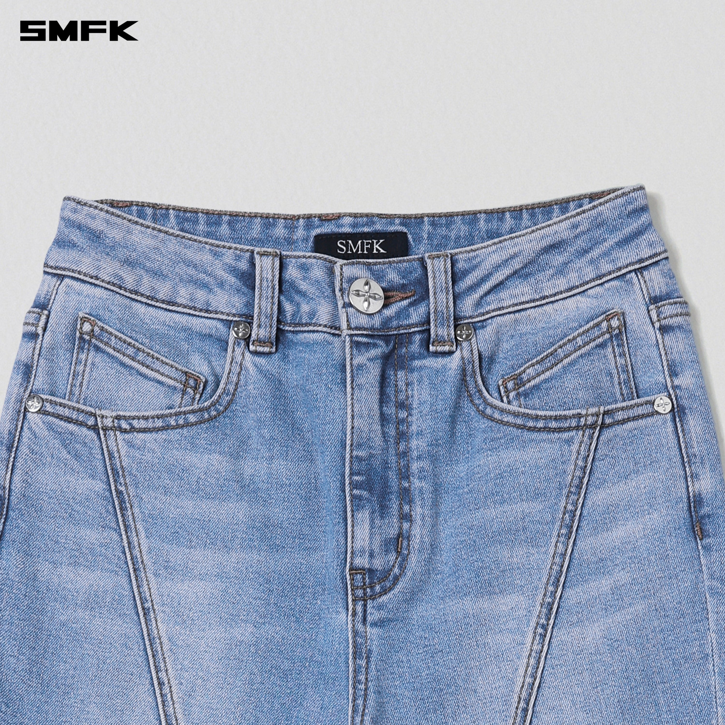 WILD MIRAGE FISHTAIL DENIM PANTS/COTTON WILD BLUE