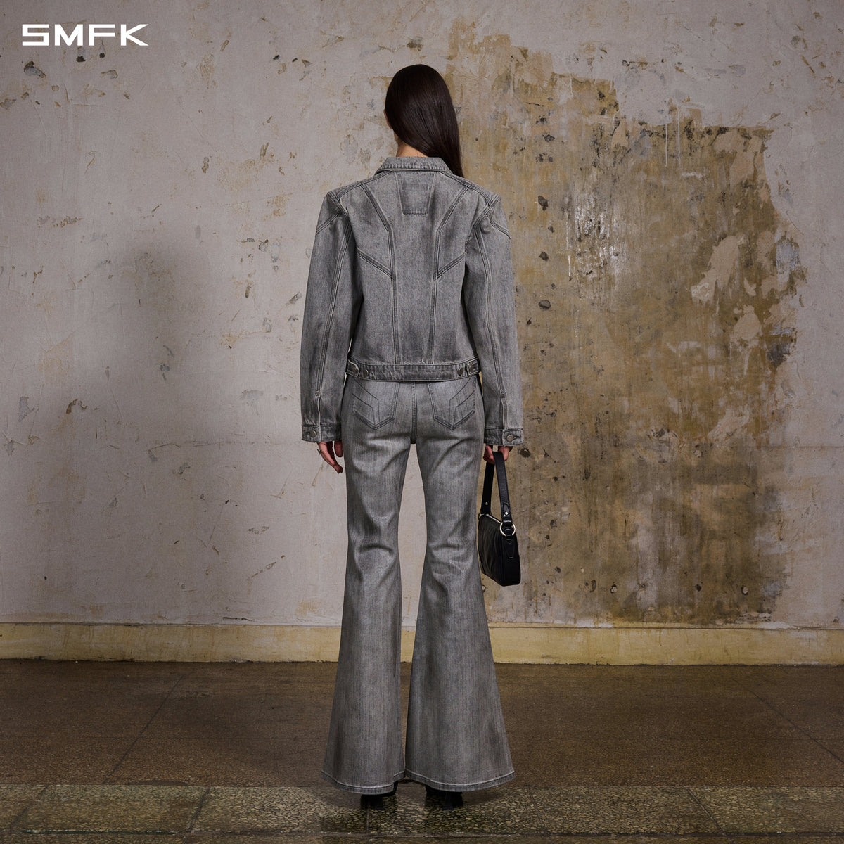WILD MIRAGE FISHTAIL DENIM PANTS /COTTON TWILIGHT GREY