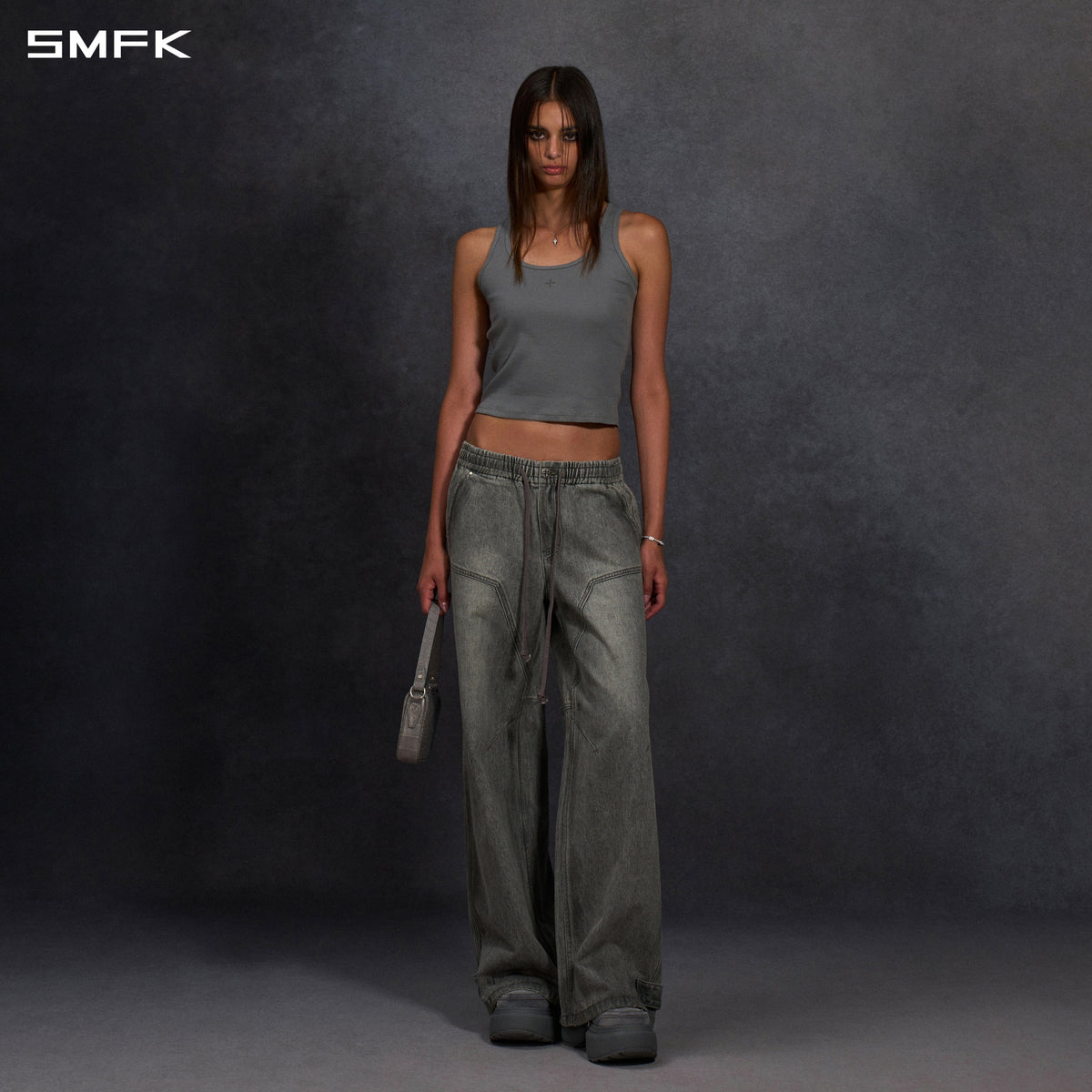 WILD MIRAGE HANDCRAFT DENIM SPORTS PANTS/DENIM ANTIQUE TREATMENT/W MIRAGE GREY