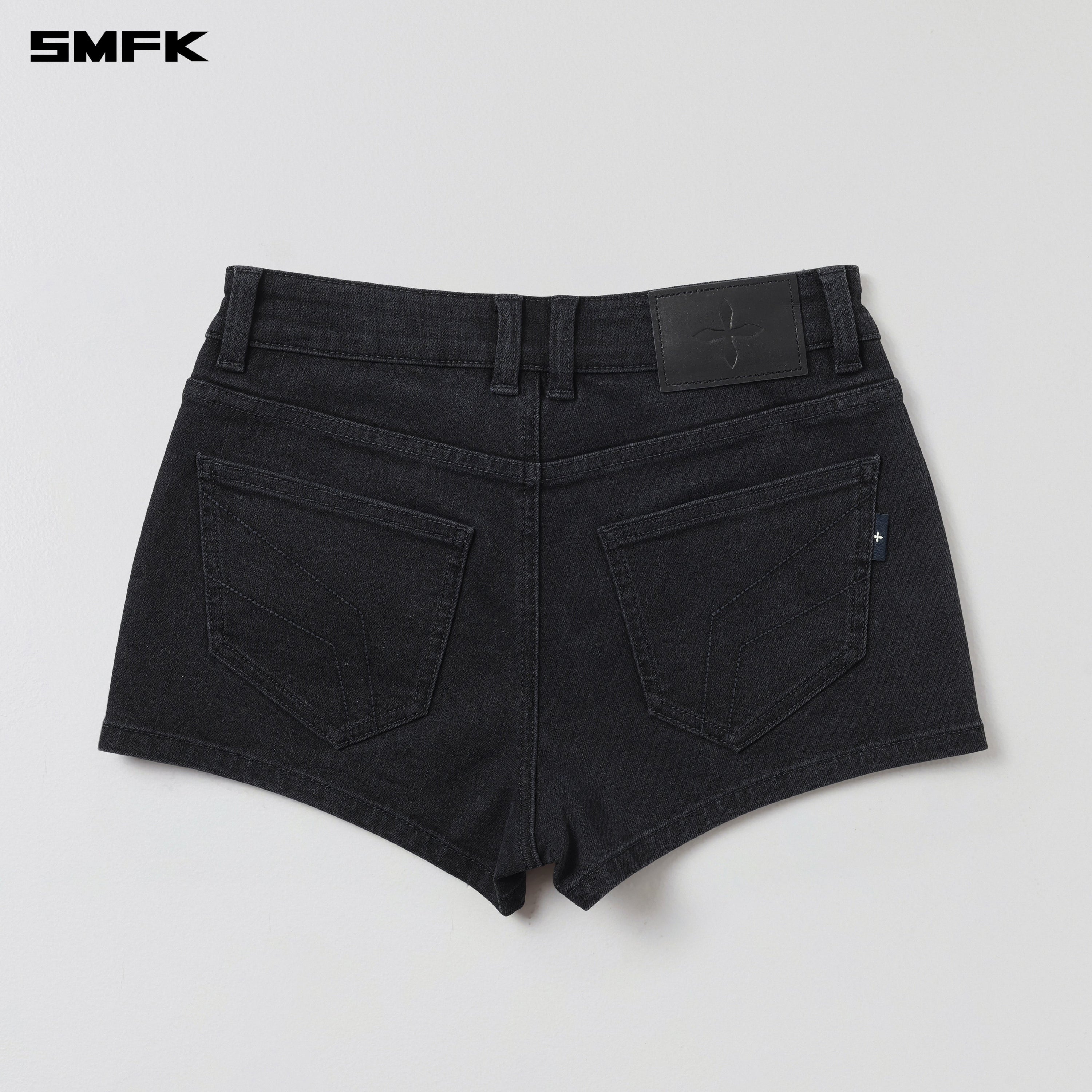 WILD MIRAGE SKINNY DENIM SHORTS/E-COTTON WILD BLACK