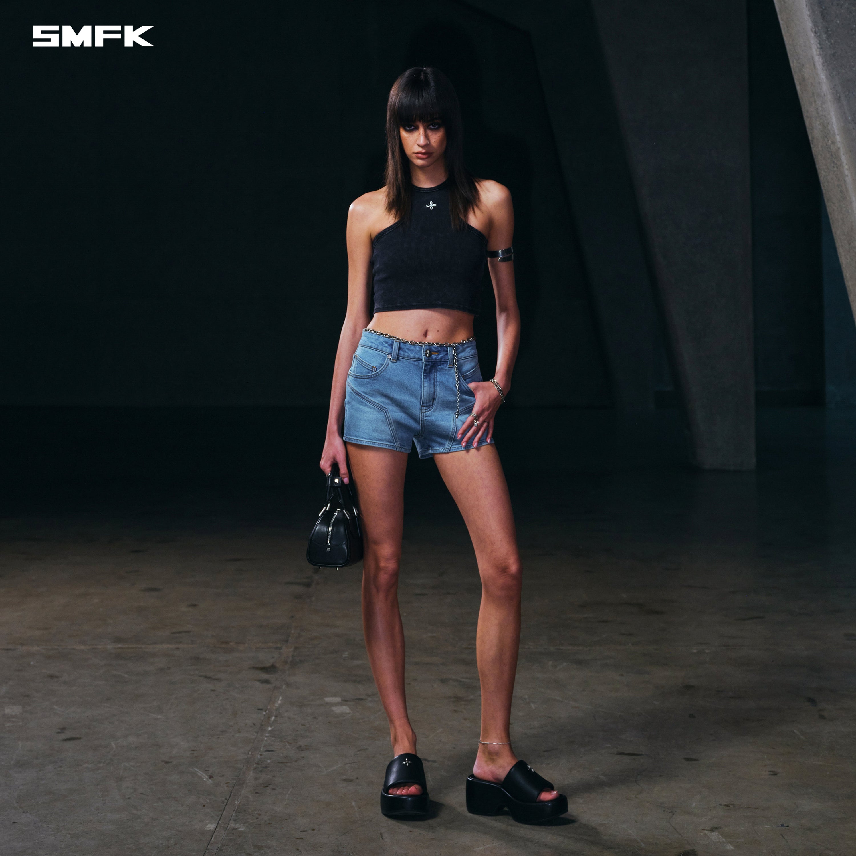 WILD MIRAGE SKINNY DENIM SHORTS/E-COTTON WILD BLUE