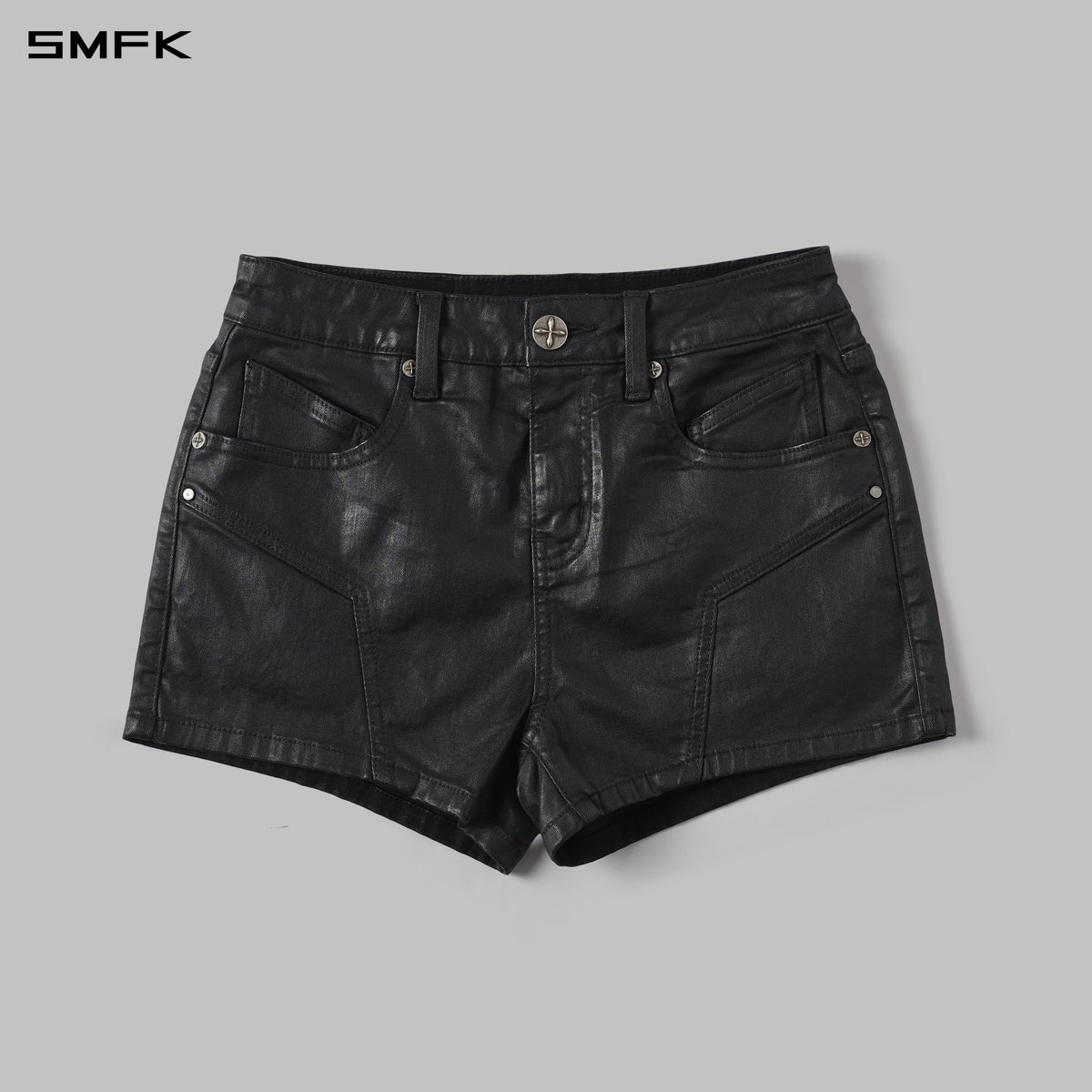 WILD MIRAGE SKINNY DENIM SHORTS/E-COTTON+WAX INK BLACK