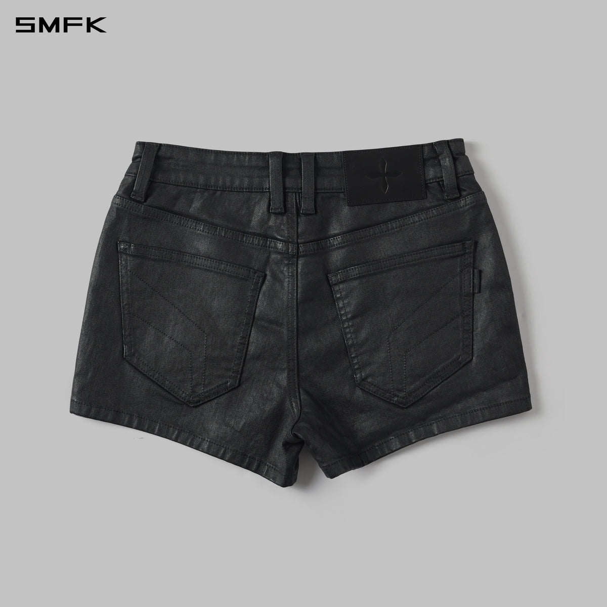 WILD MIRAGE SKINNY DENIM SHORTS/E-COTTON+WAX INK BLACK