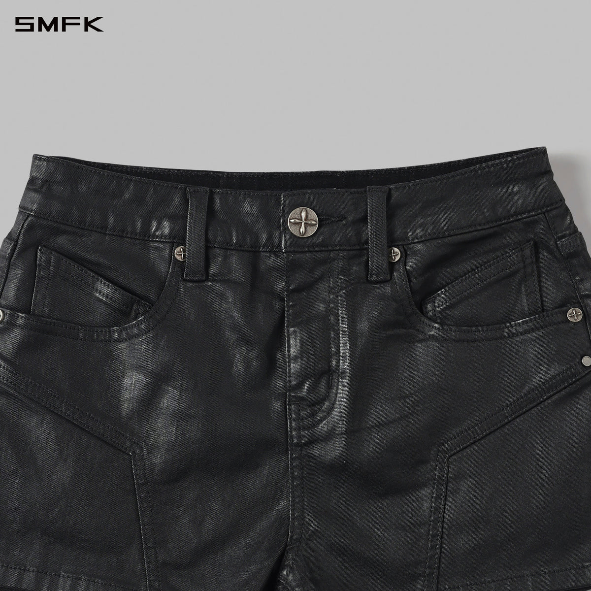WILD MIRAGE SKINNY DENIM SHORTS/E-COTTON+WAX INK BLACK