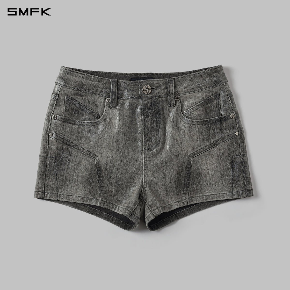 WILD MIRAGE SKINNY DENIM SHORTS/E-COTTON+WAX TWILIGHT GREY