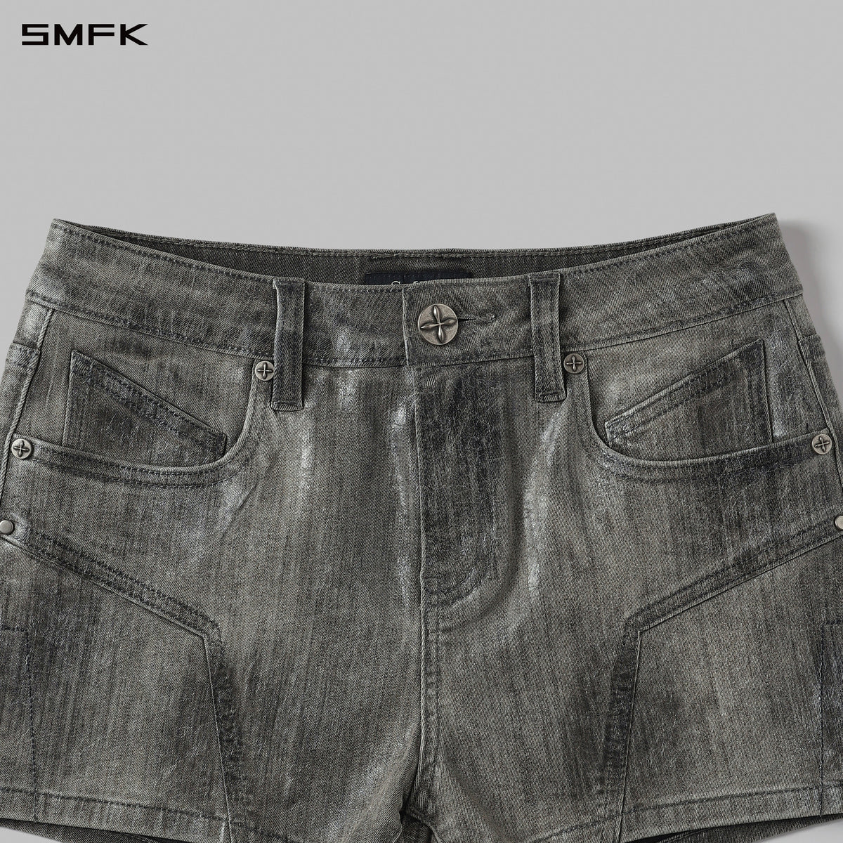 WILD MIRAGE SKINNY DENIM SHORTS/E-COTTON+WAX TWILIGHT GREY