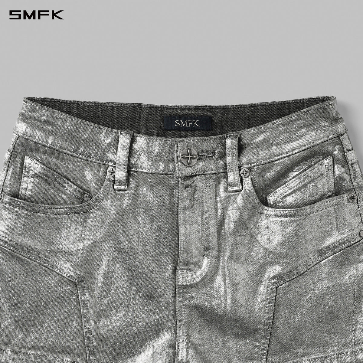 WILD MIRAGE SKINNY DENIM SHORTS/E-COTTON+WAX GALAXY SILVER