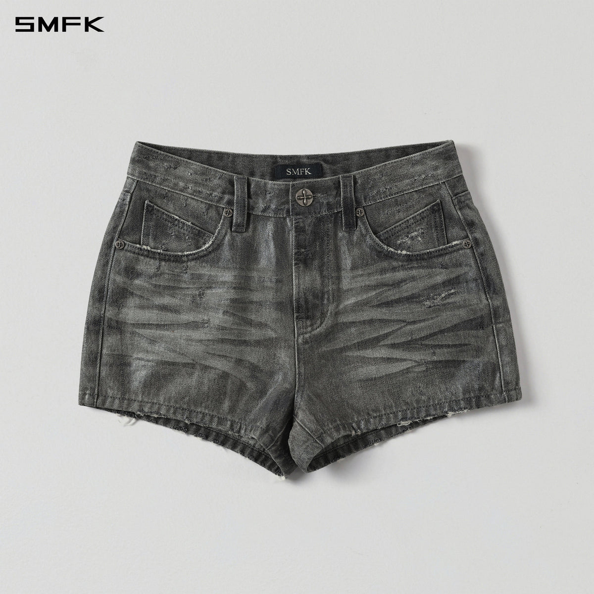 WILD MIRAGE DENIM SHORTS-LOW/DENIM COTTON/W MIST GREY