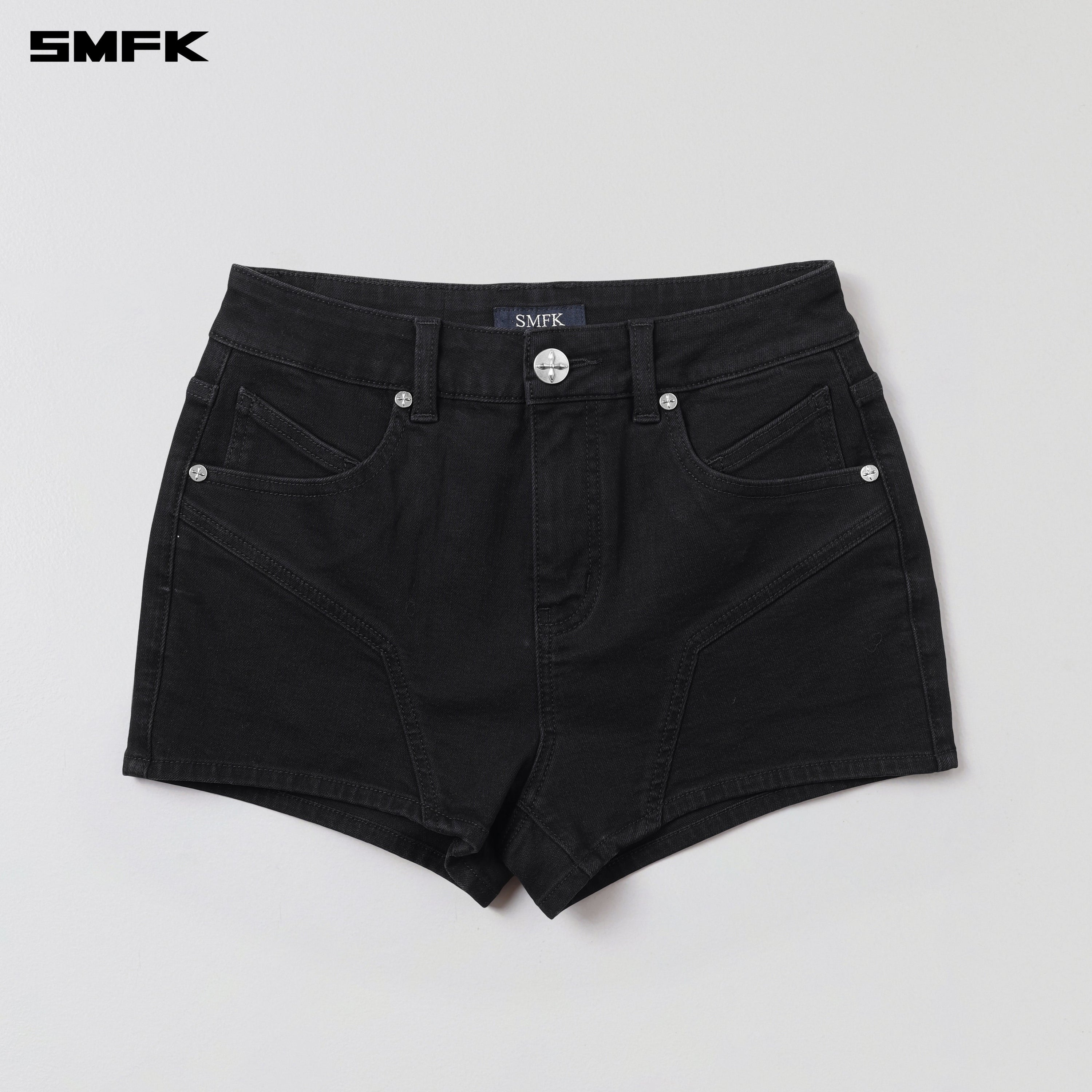 RAGE ROVE SLIM DENIM SHORTS-HIGH/HANDCRAFTED WILD BLACK