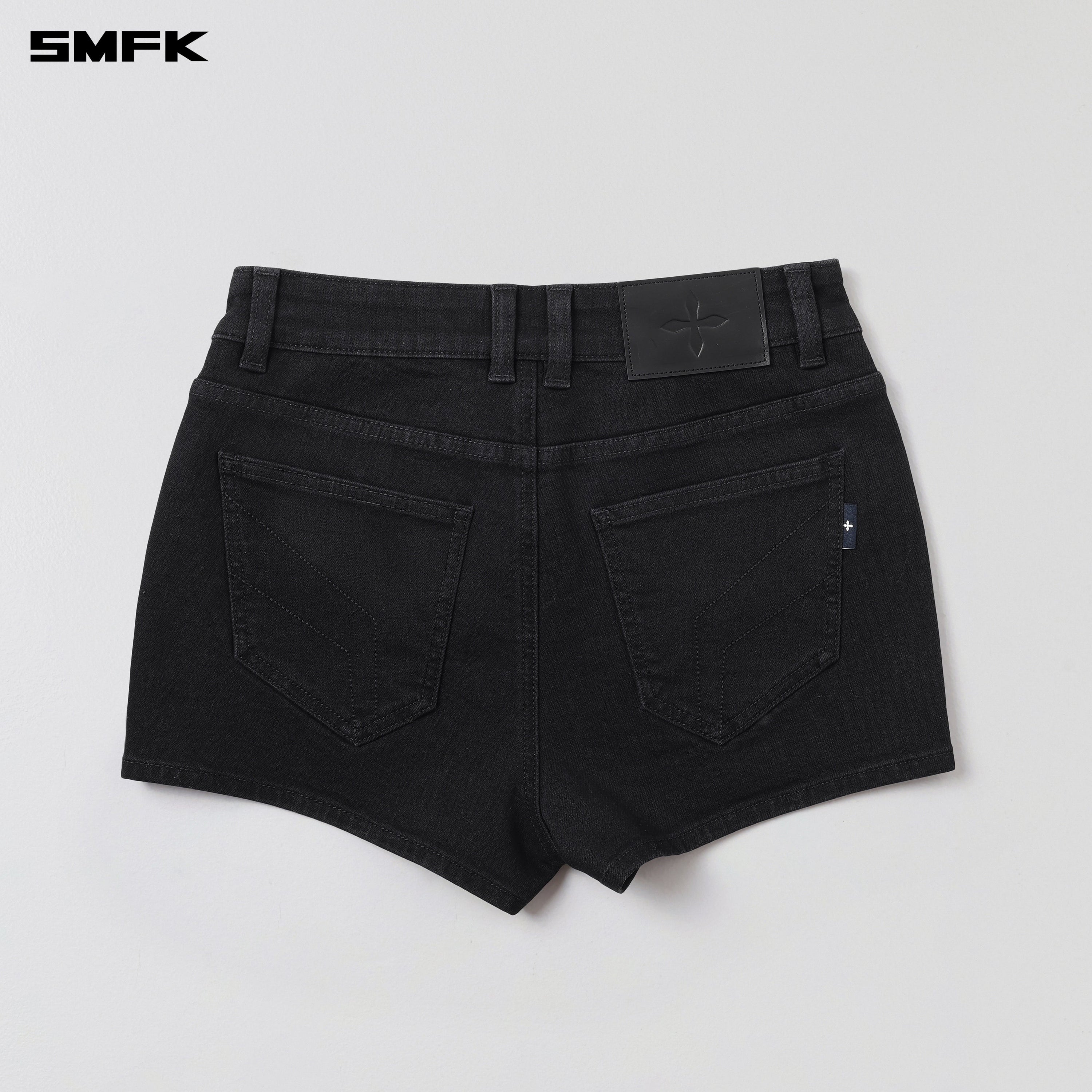RAGE ROVE SLIM DENIM SHORTS-HIGH/HANDCRAFTED WILD BLACK