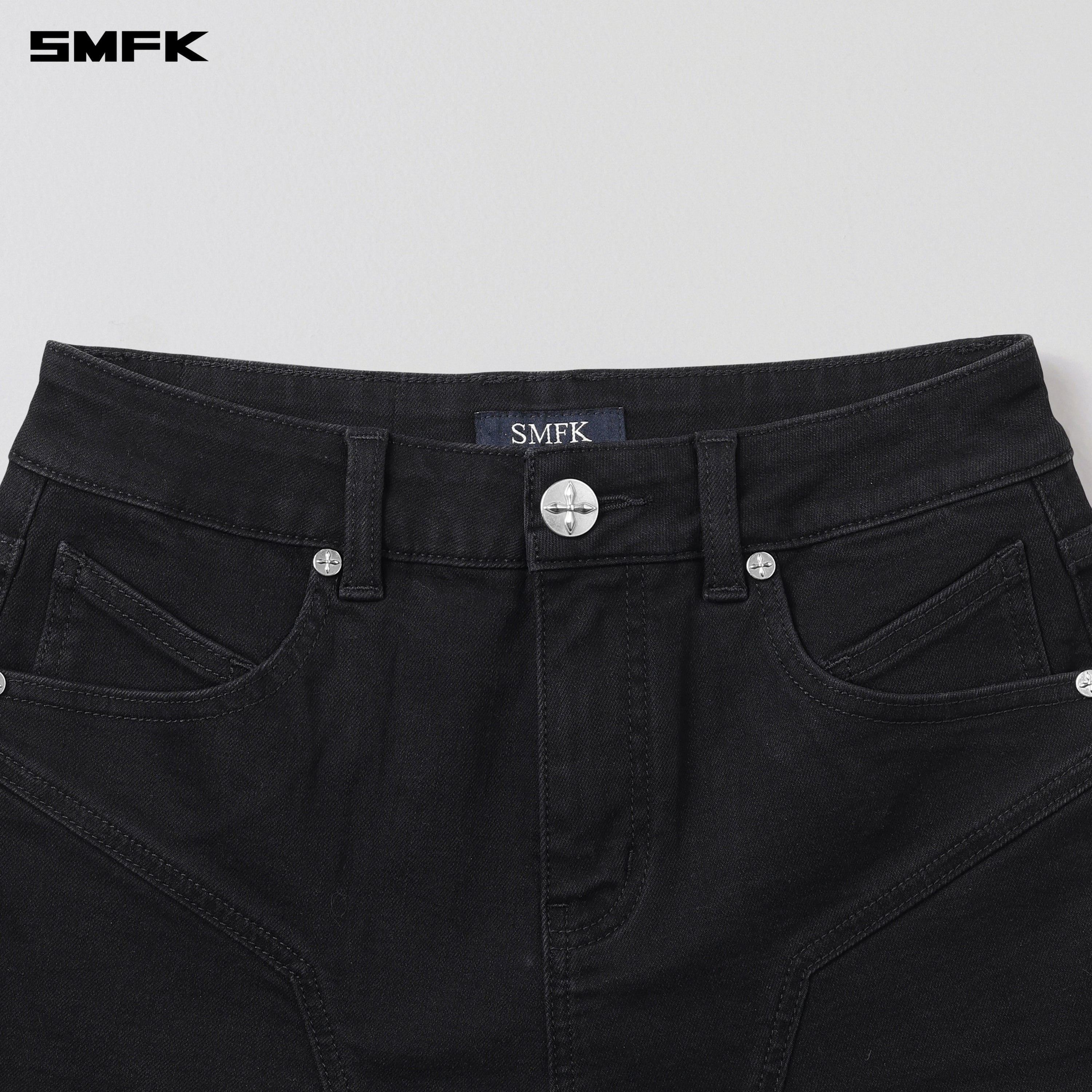 RAGE ROVE SLIM DENIM SHORTS-HIGH/HANDCRAFTED WILD BLACK